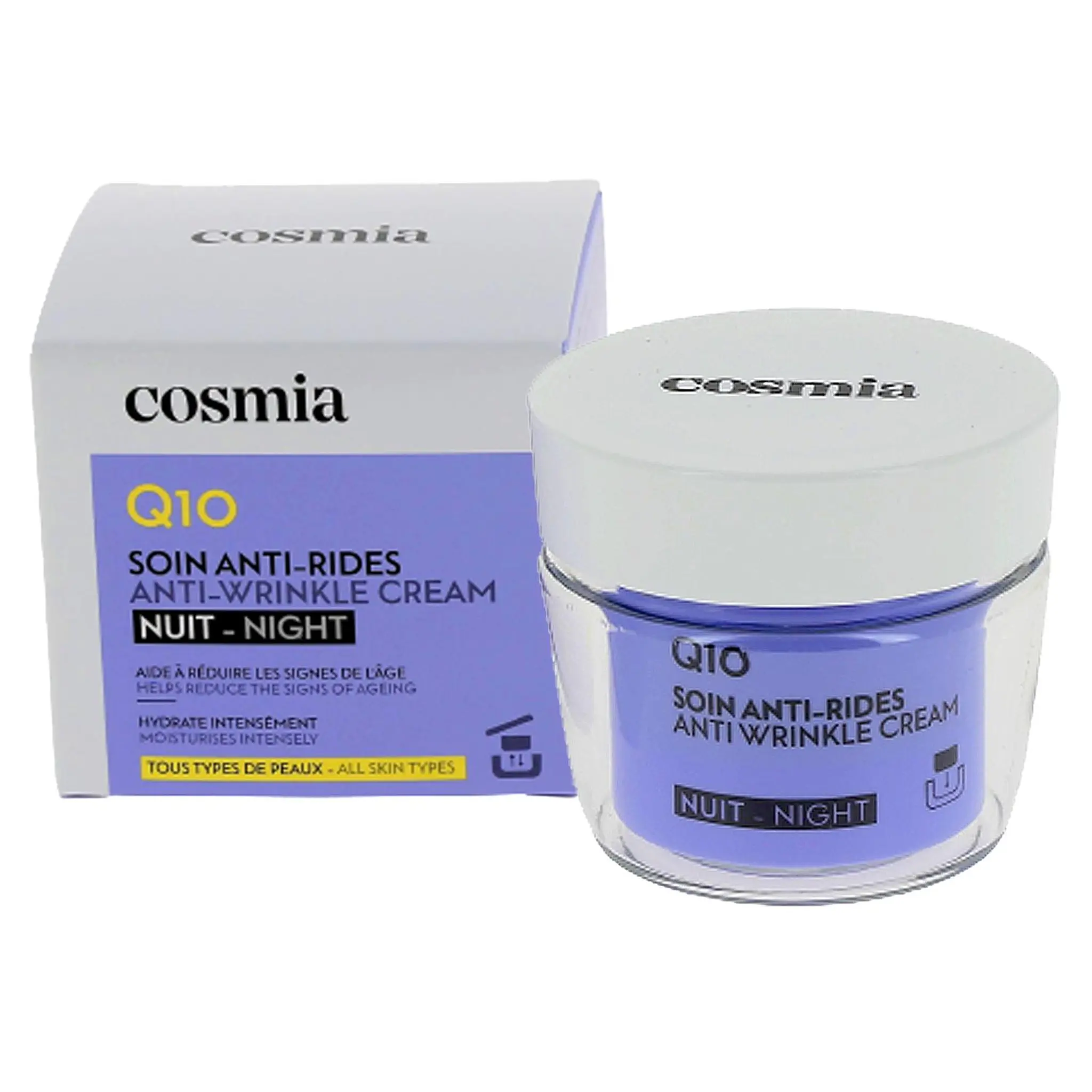 COSMIA Q10 Crème de nuit visage anti-rides tous types de peaux