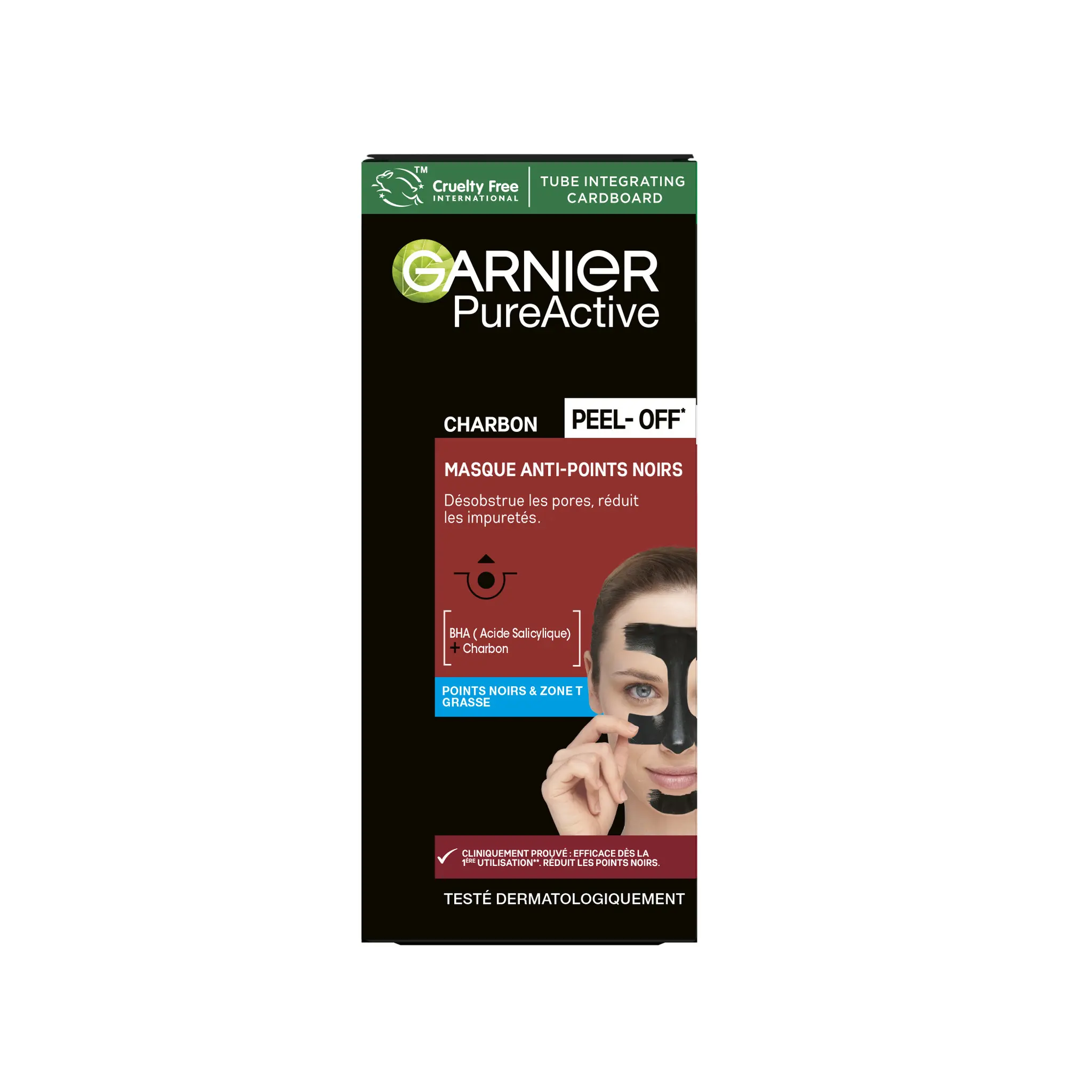 GARNIER PureActive masque peel-off anti-points noirs au charbon