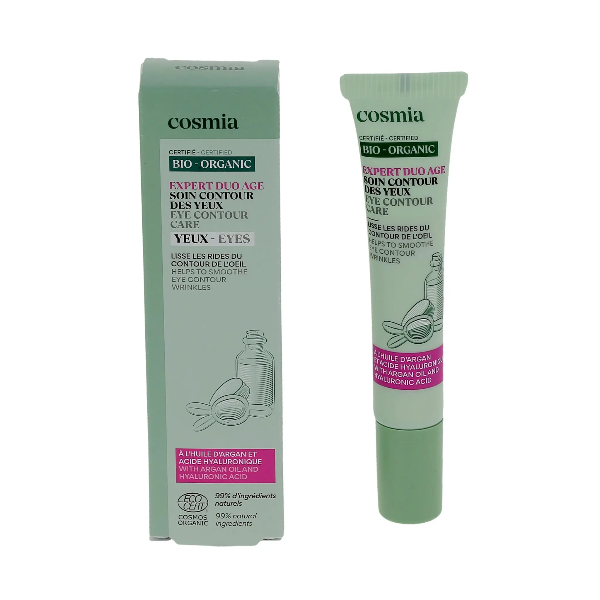 COSMIA BIO Expert duo âge Soin contour des yeux bio à l'huile d'argan et acide hyaluronique