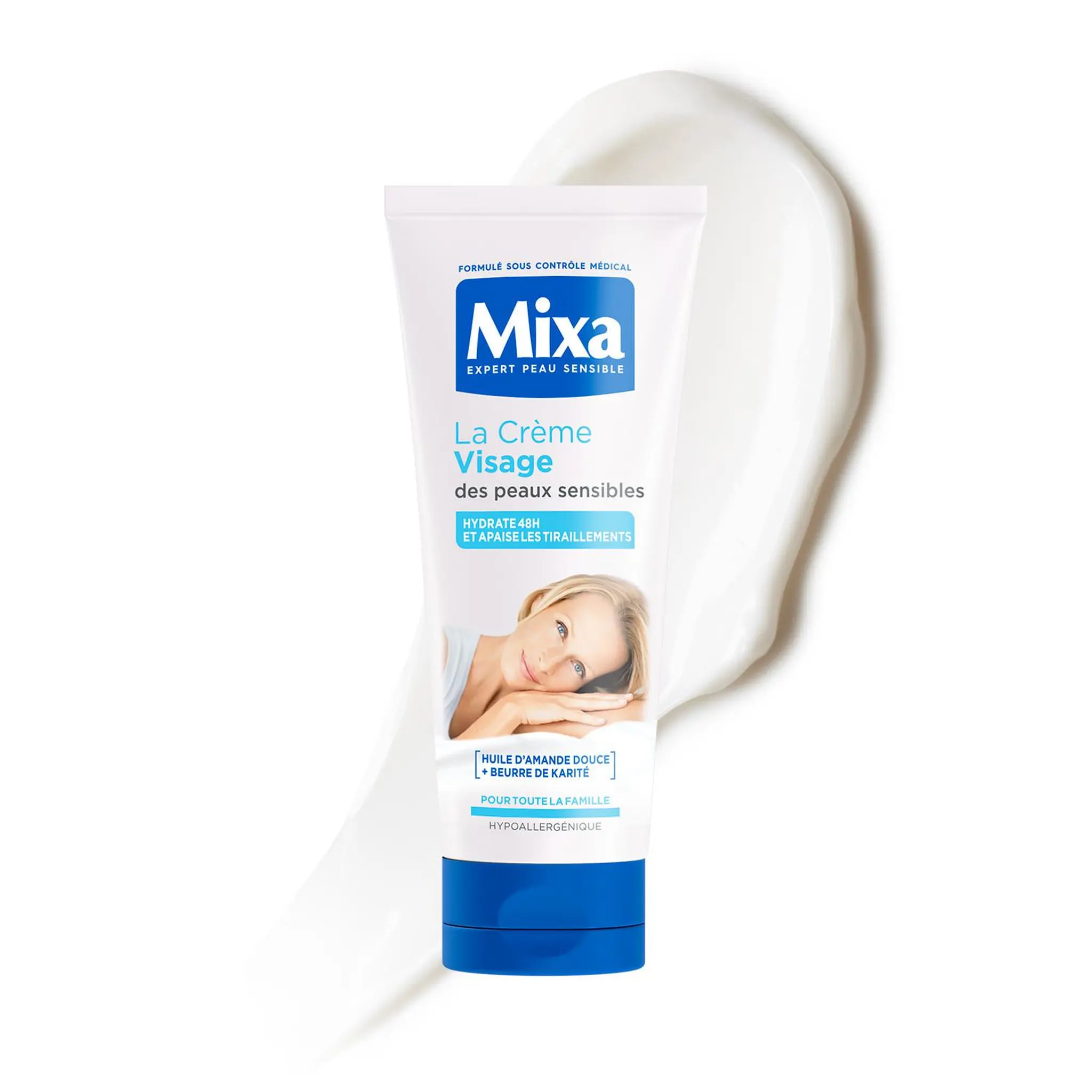 MIXA La crème visage des peaux sensibles huile d'amande douce, beurre de karité pour toute la famille