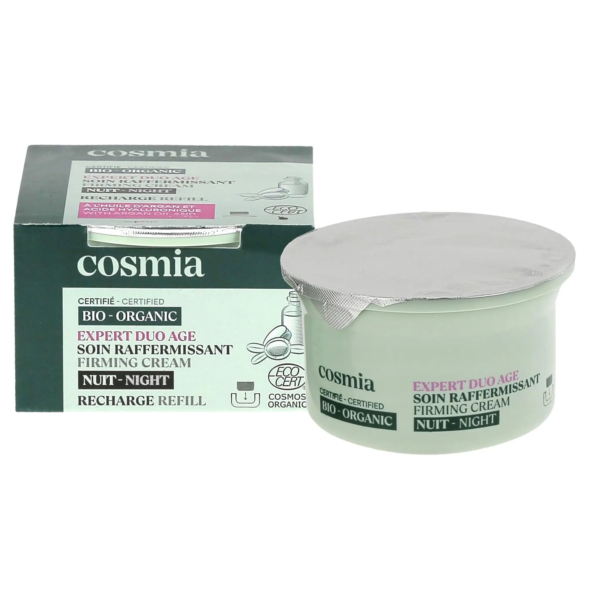 COSMIA BIO Expert duo âge Recharge crème de nuit raffermissante bio à l'huile d'argan et acide hyaluronique