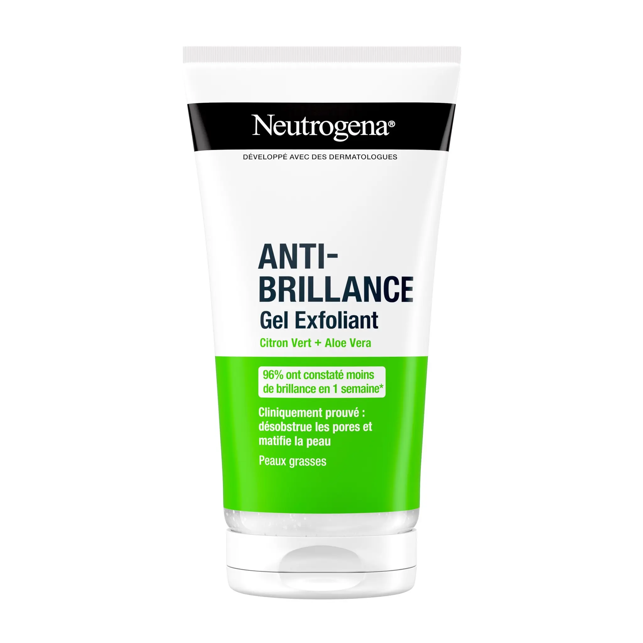 NEUTROGENA Anti-Brillance Gel exfoliant citron vert+aloé véra peaux grasses