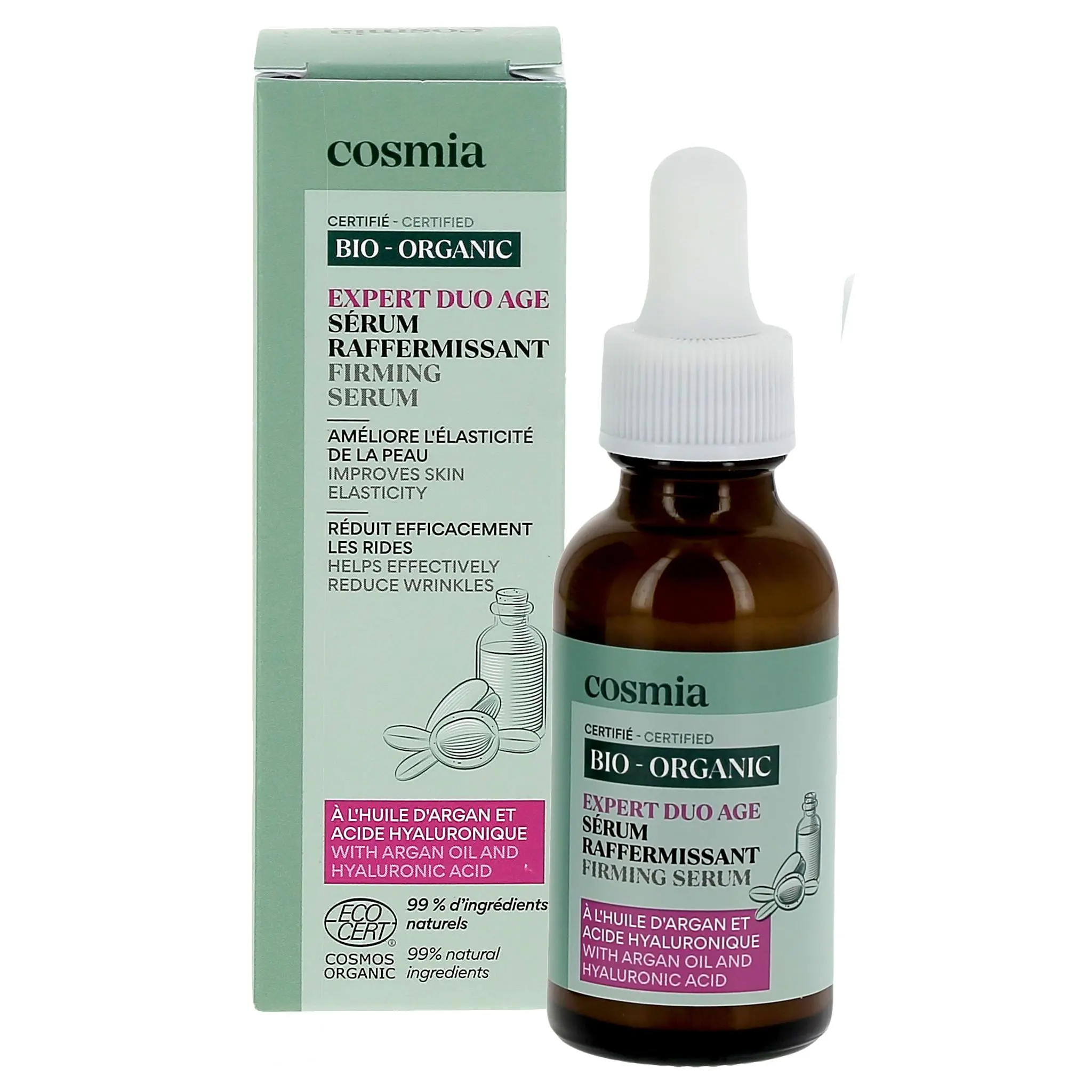 COSMIA BIO Expert duo âge Sérum raffermissant bio à l'huile d'argan et acide hyaluronique