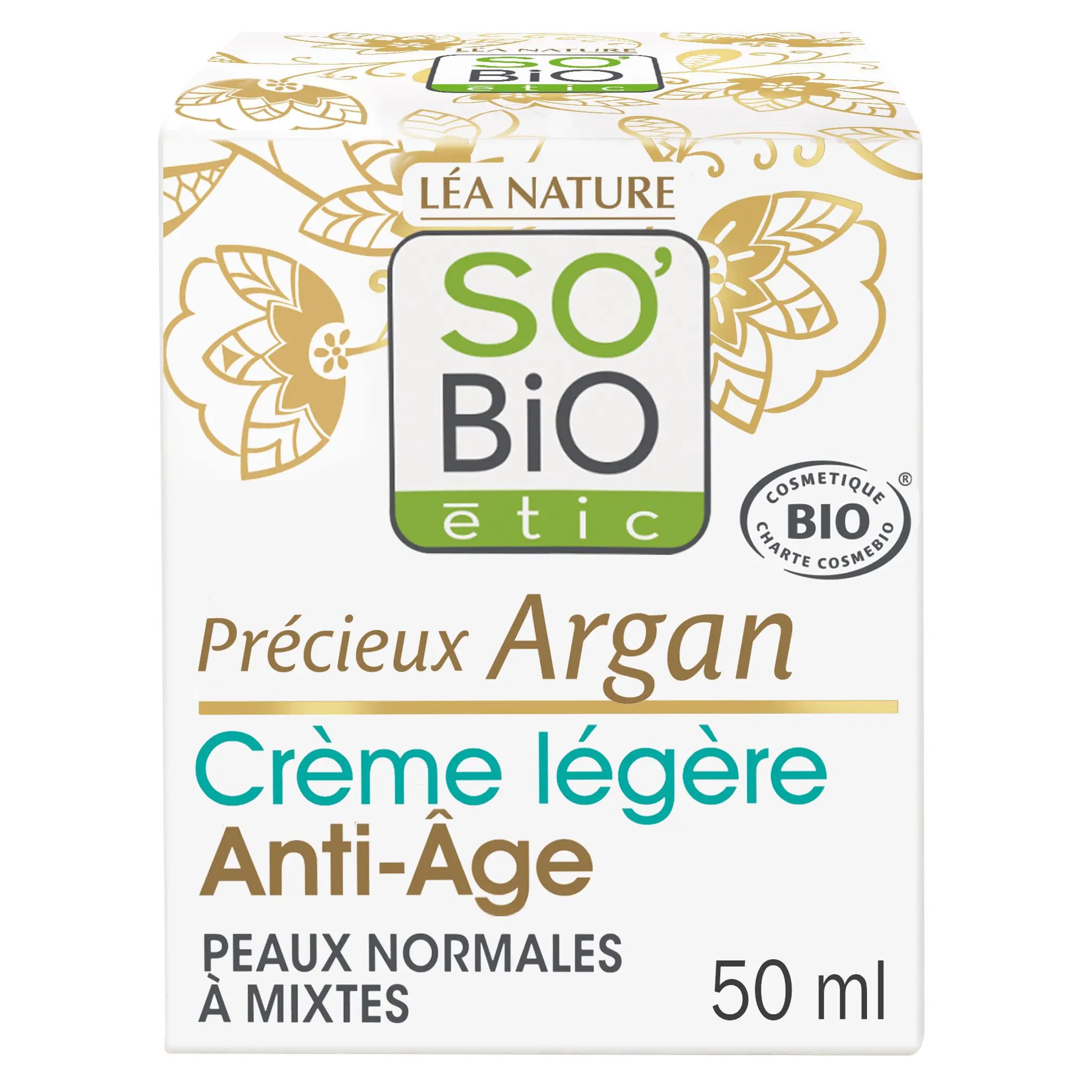 SO BIO ETIC Précieux Argan Crème légère anti-âge jour peaux normales à mixtes