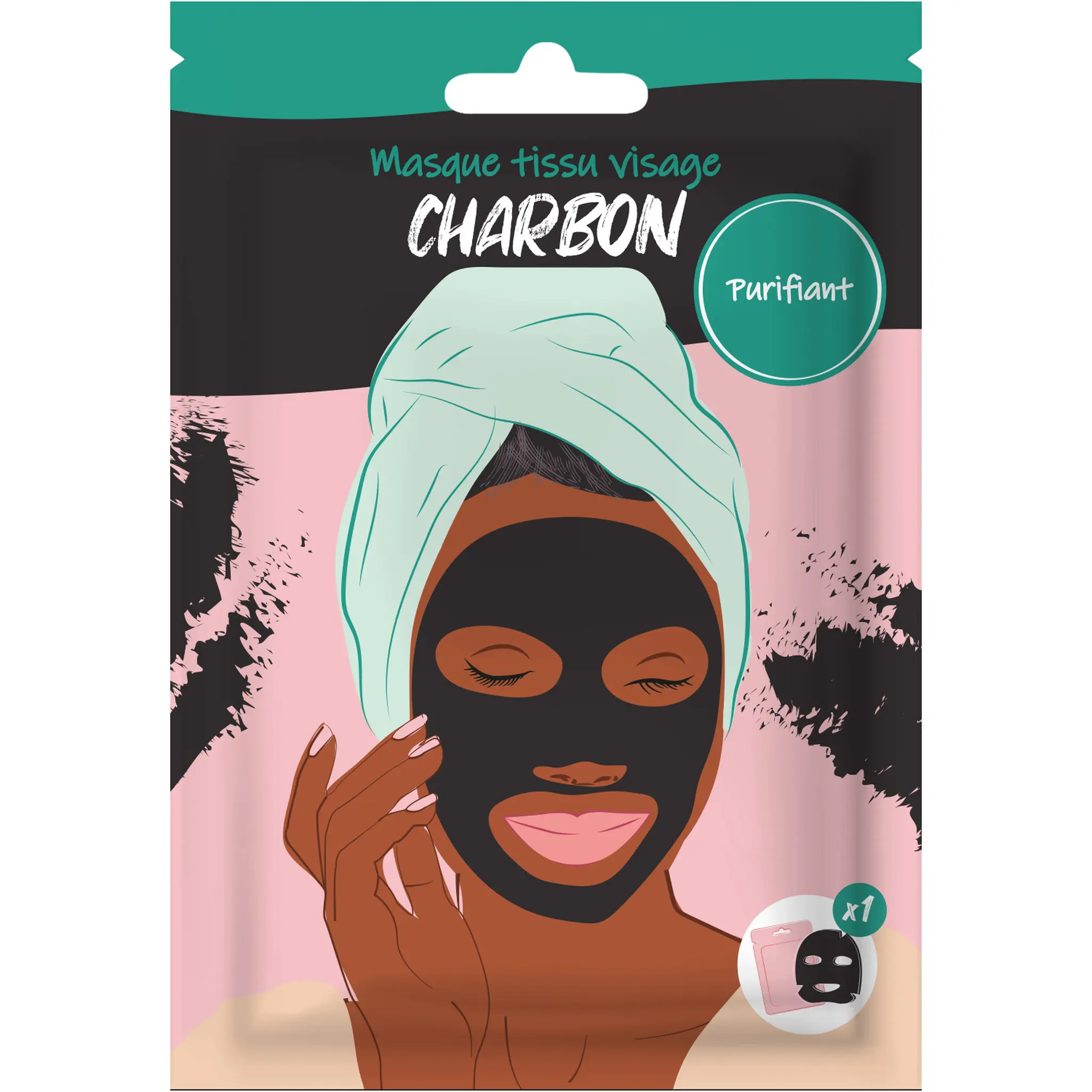 FRENCH TENDANCE Masque tissu visage purifiant charbon