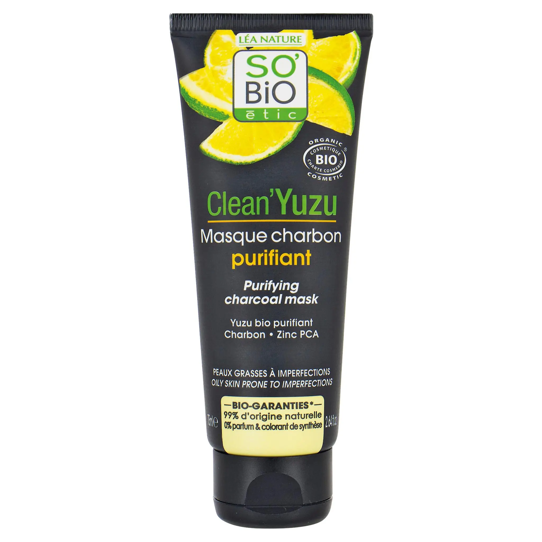 SO BIO ETIC Clean'Yuzu masque charbon purifiant bio peaux grasses à imperfections