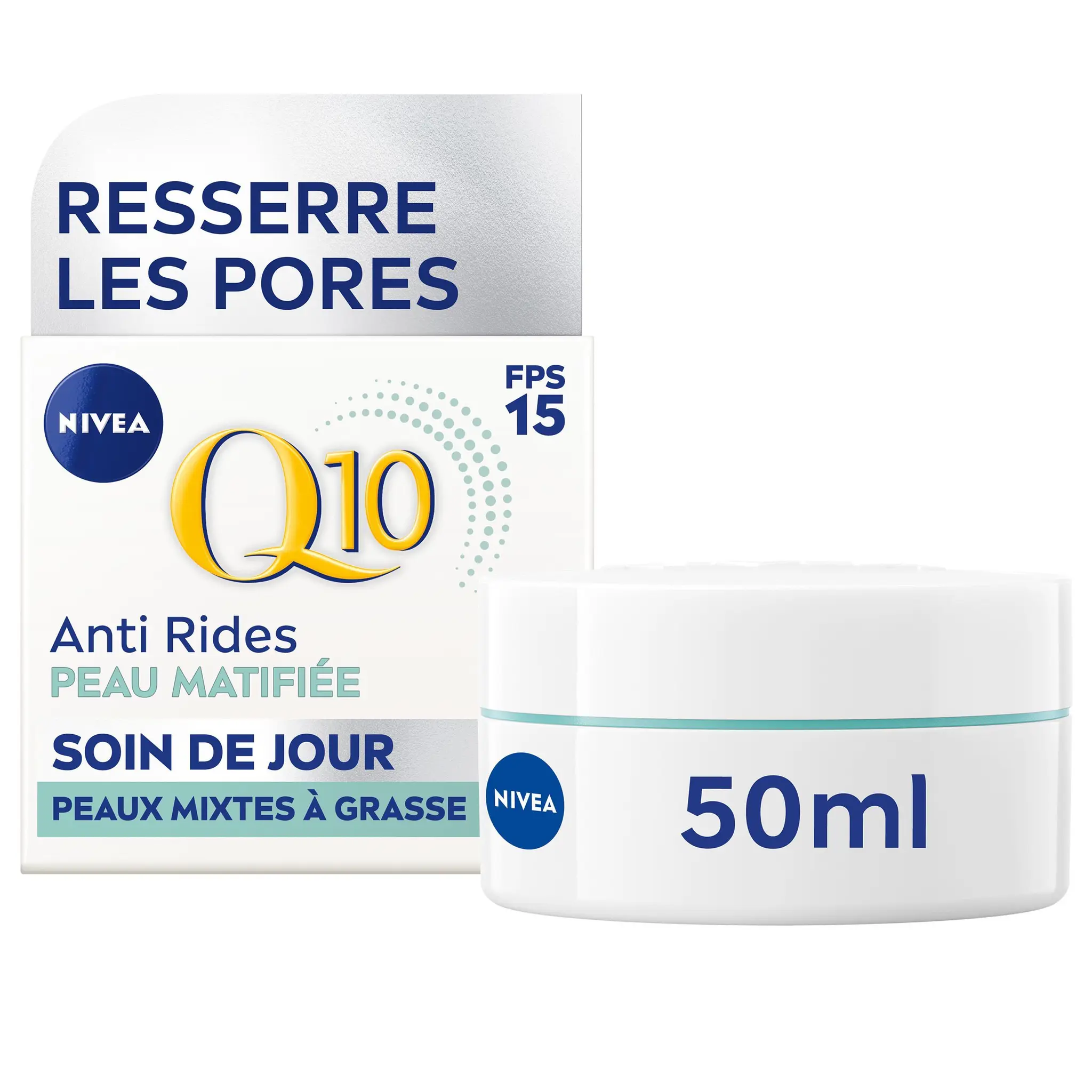 NIVEA Q10 Anti-Rides Pores resserrés soin de jour texture légère FPS15 peaux mixtes à grasses