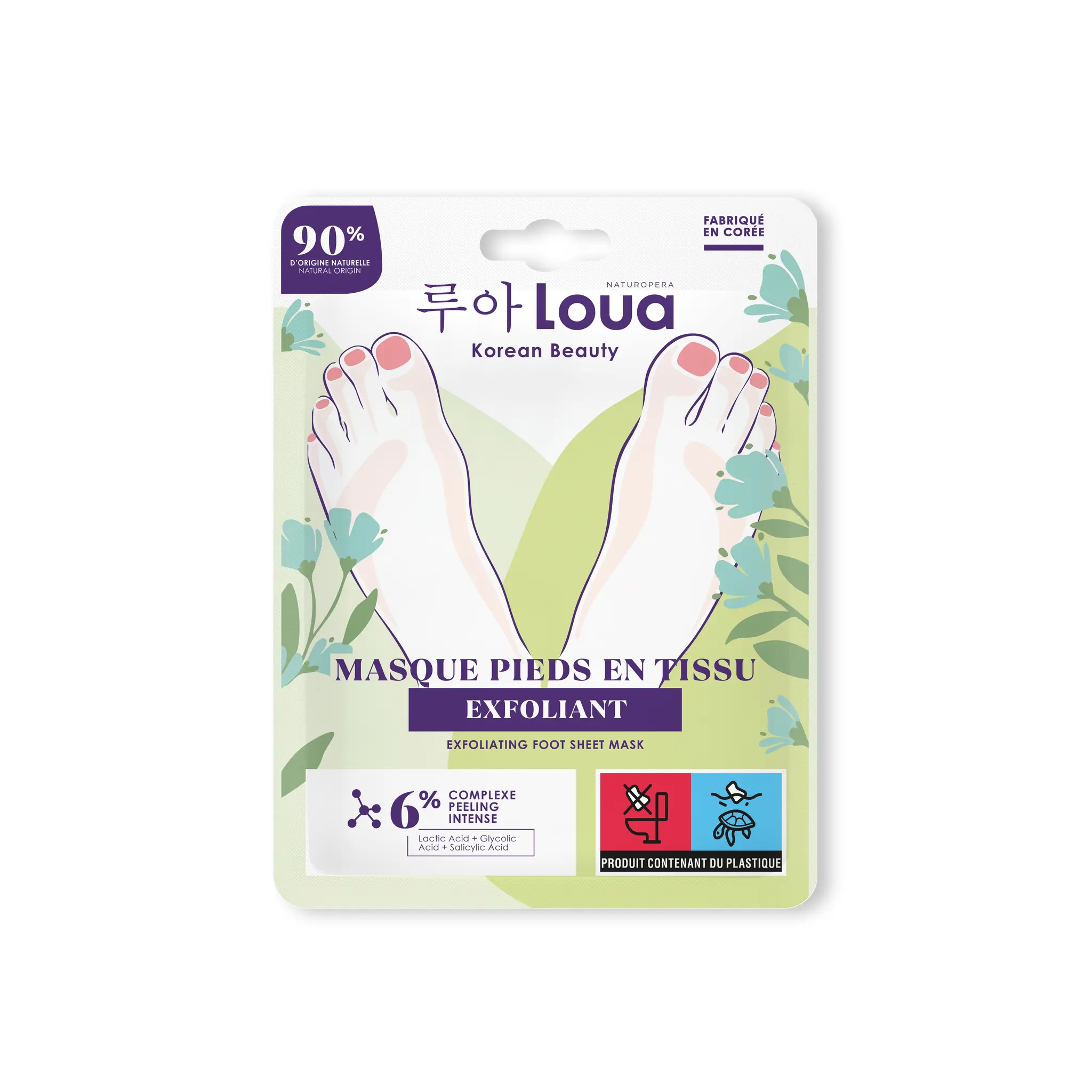 LOUA Masque exfoliant en tissu pour les pieds