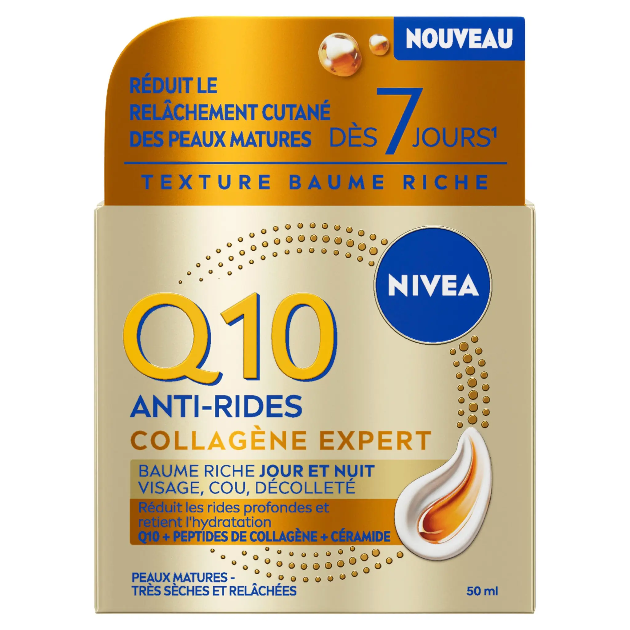 NIVEA Q10 Anti-Rides Collagène Expert Baume riche jour et nuit visage, cou, décolleté peaux matures très sèches et relâchées
