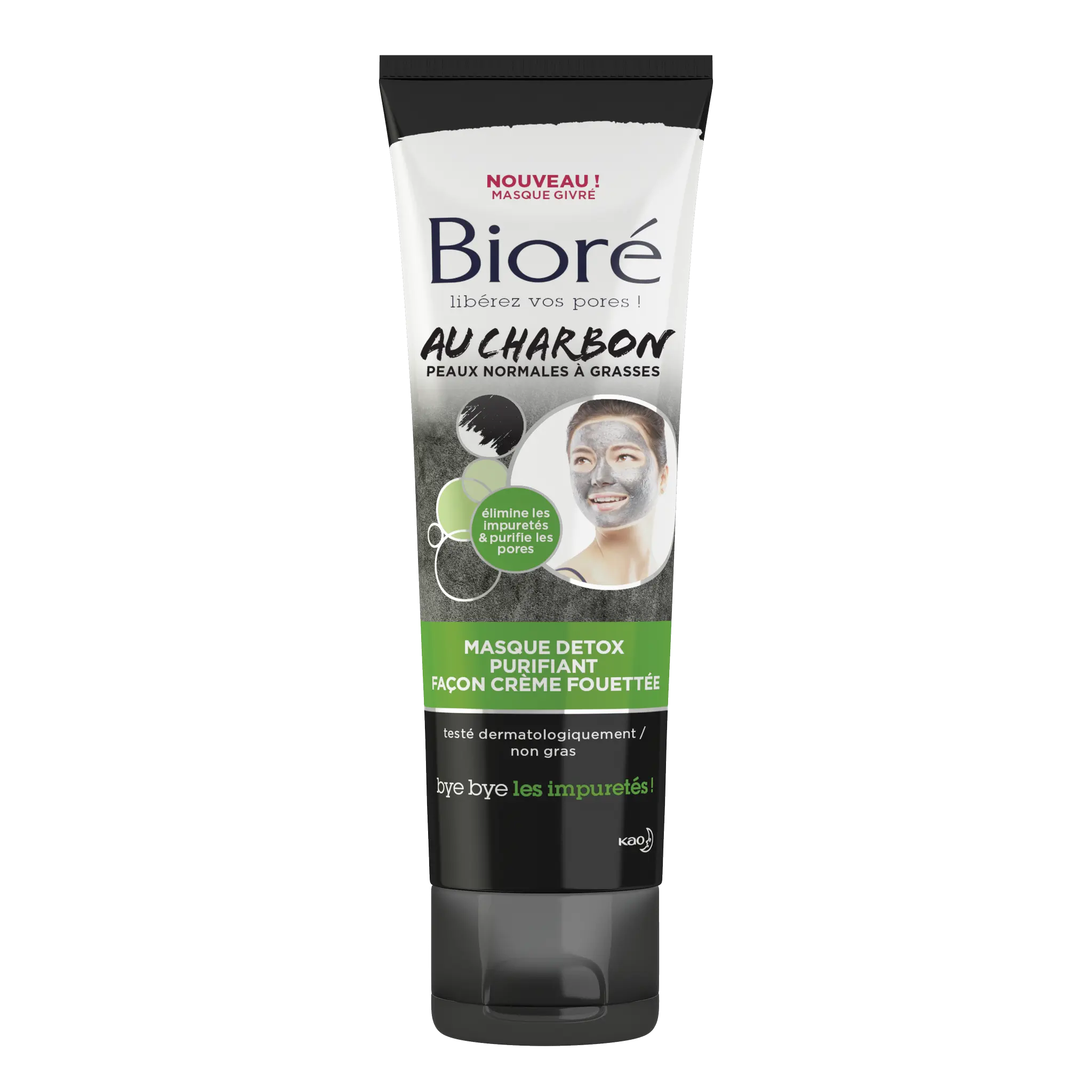 BIORE Masque détox purifiant au charbon façon crème fouettée peaux normales à grasses
