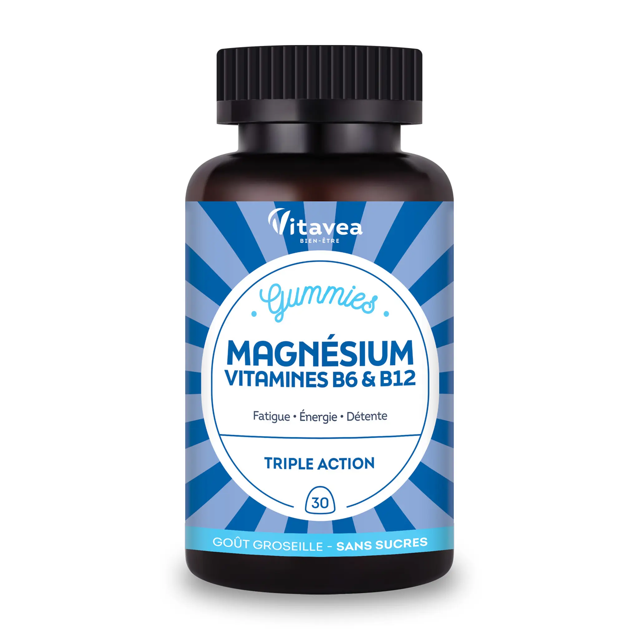 VITAVEA Complément magnésium triple action goût groseille sans sucres en gummies