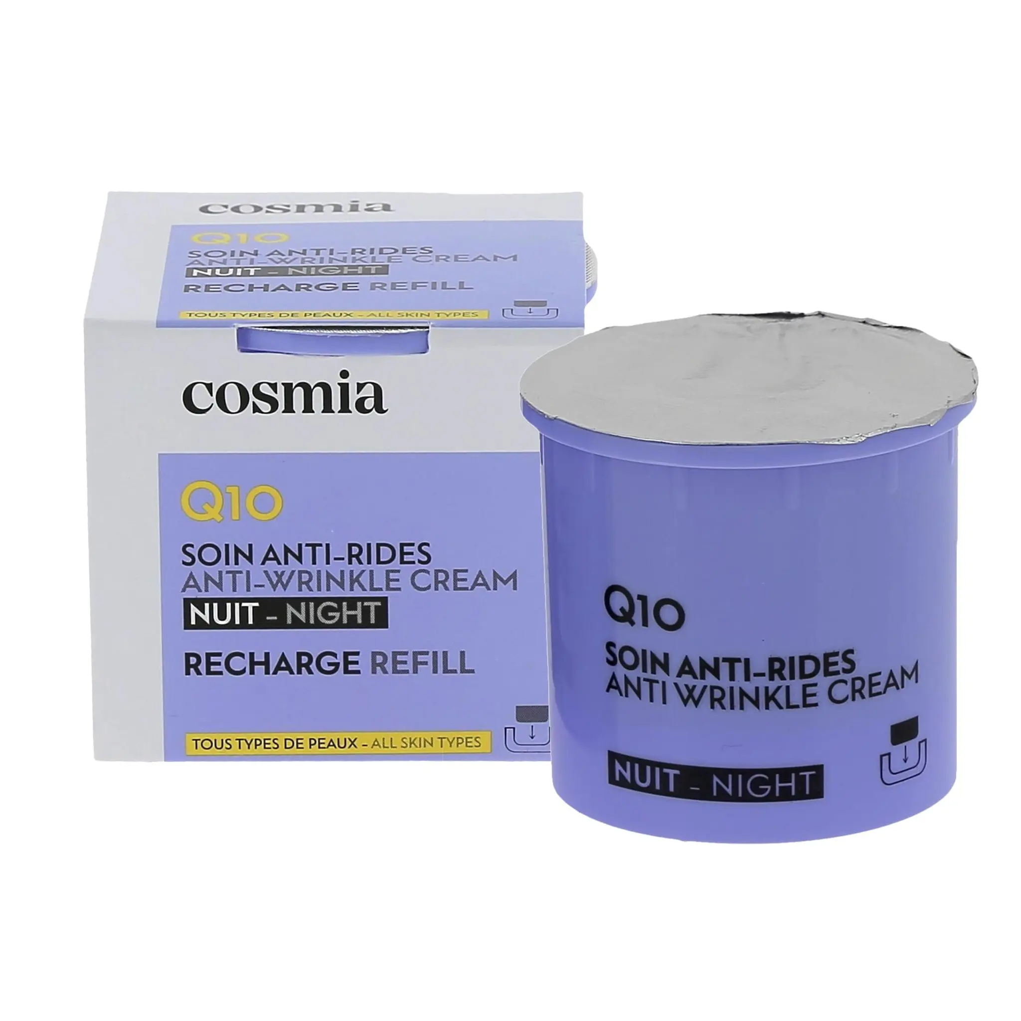 COSMIA Q10 Recharge crème de nuit visage anti-rides tous types de peaux