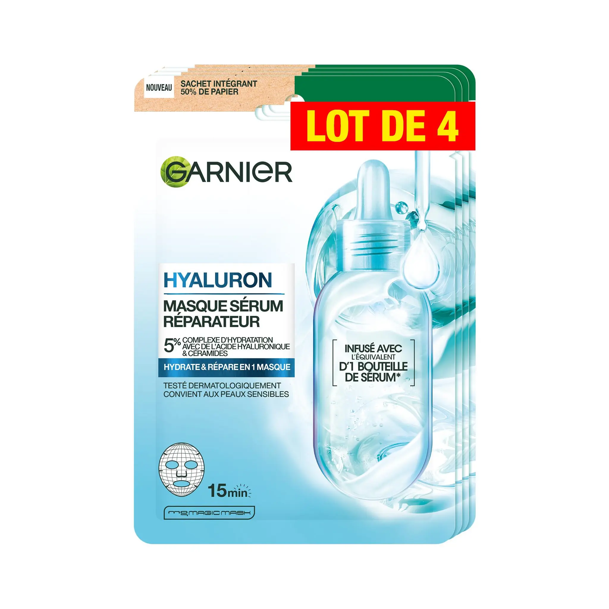 GARNIER Skinactive Masque tissu sérum réparateur