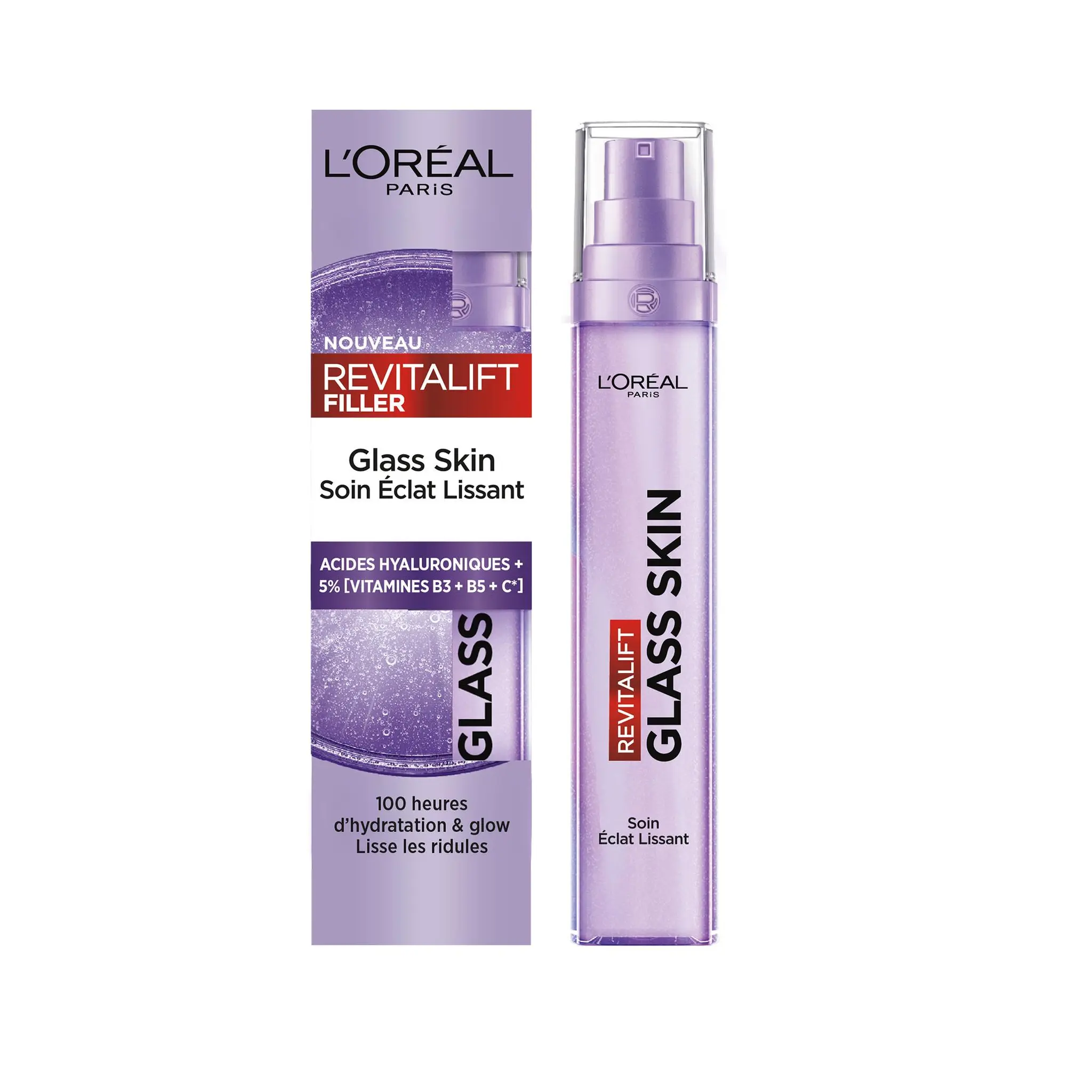 L'OREAL Revitalift Filler Glass skin liquid cream acide hyaluronique, vitamines C et B5