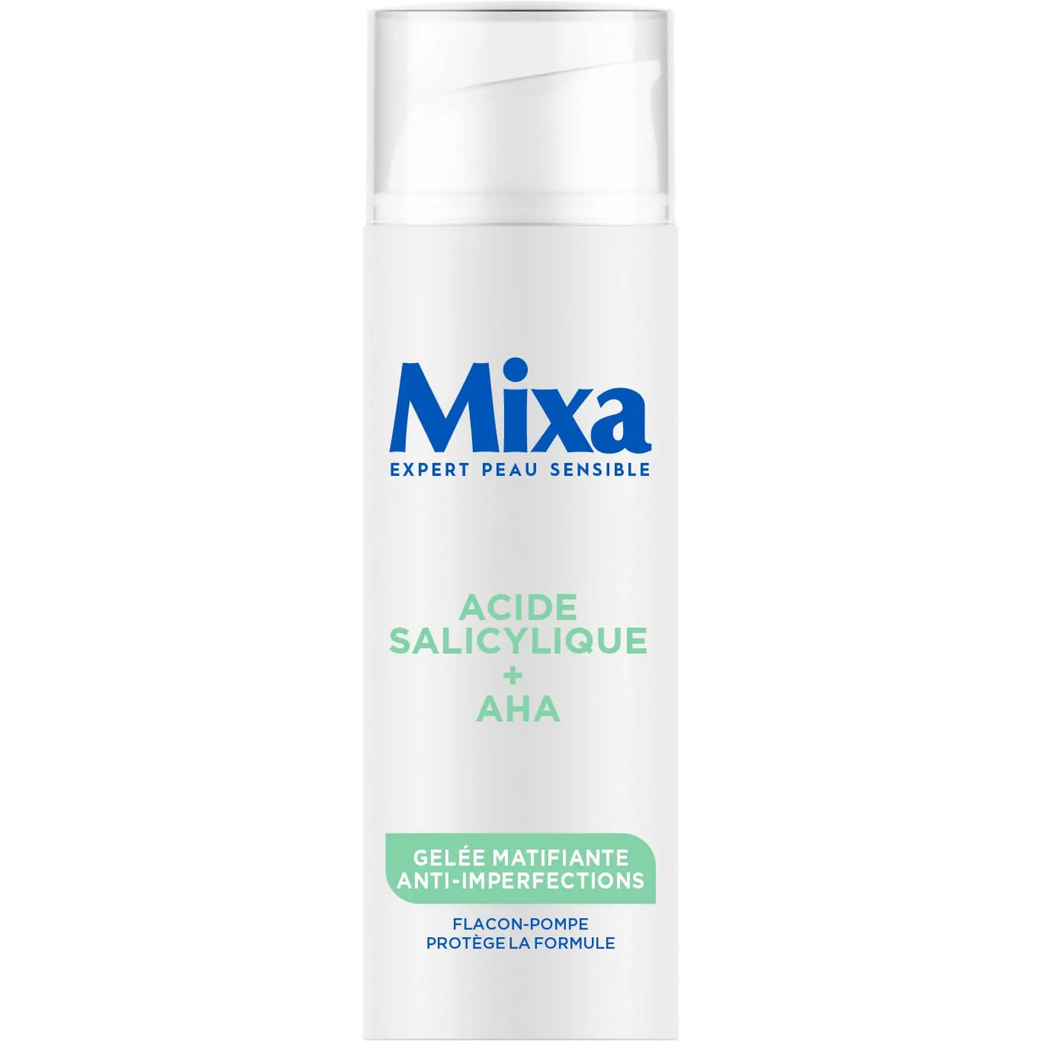 MIXA Gelée matifiante anti-imperfections à l'acide salicylique et AHA flacon pompe