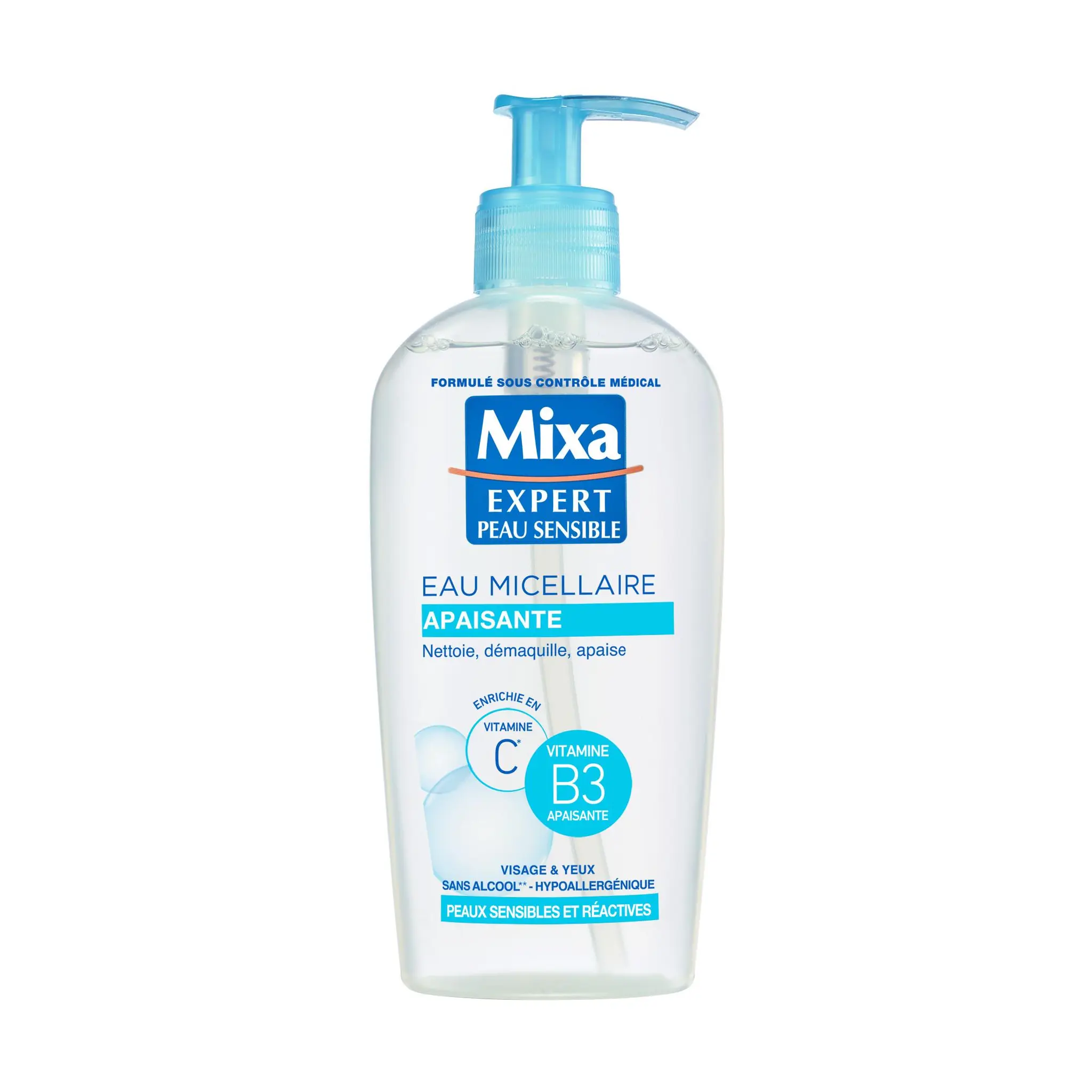 MIXA Eau micellaire visage et yeux à l'extrait de rose pour peaux très sensibles et réactives