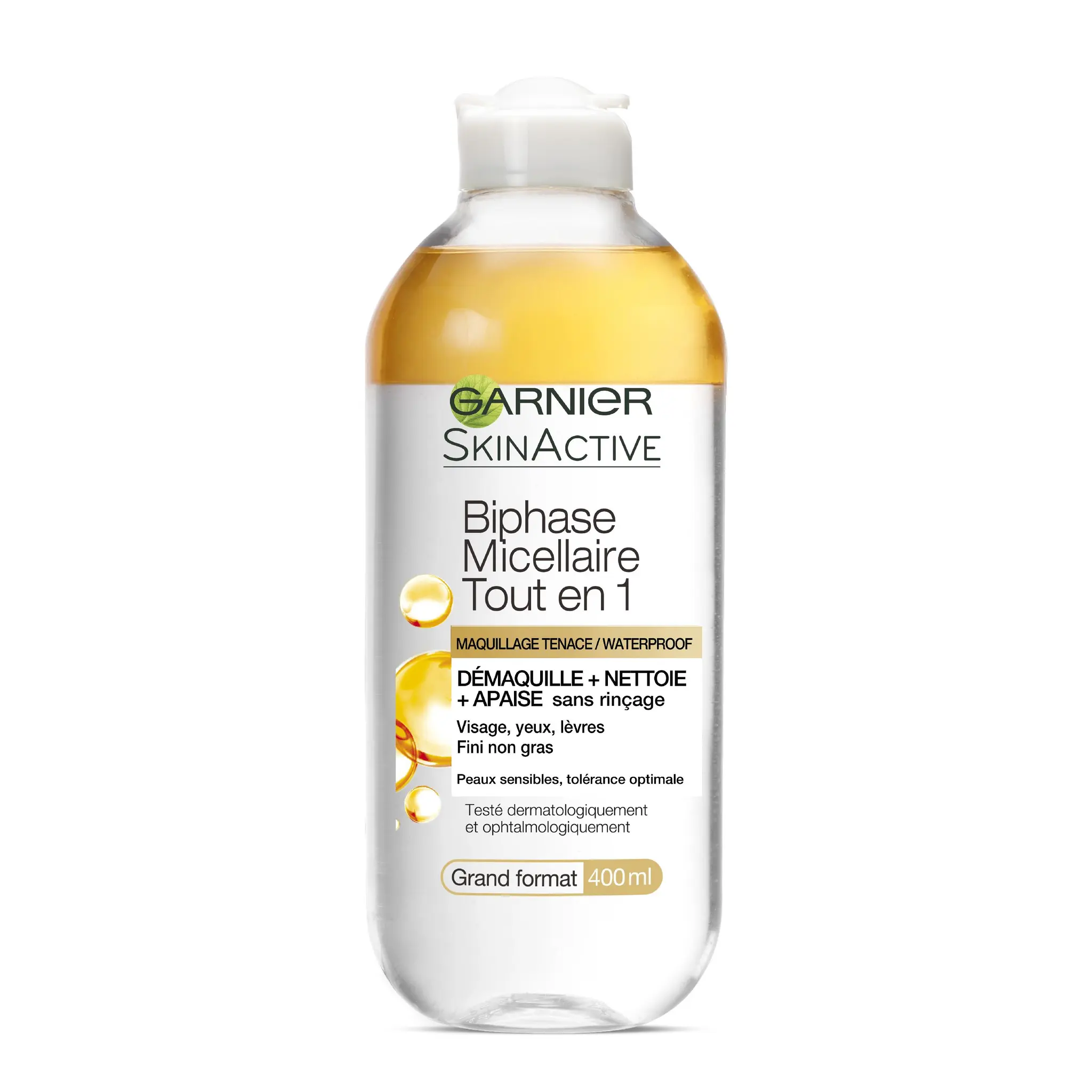 GARNIER SkinActive biphase micellaire tout en 1 maquillages tenaces et waterproof peaux sensibles
