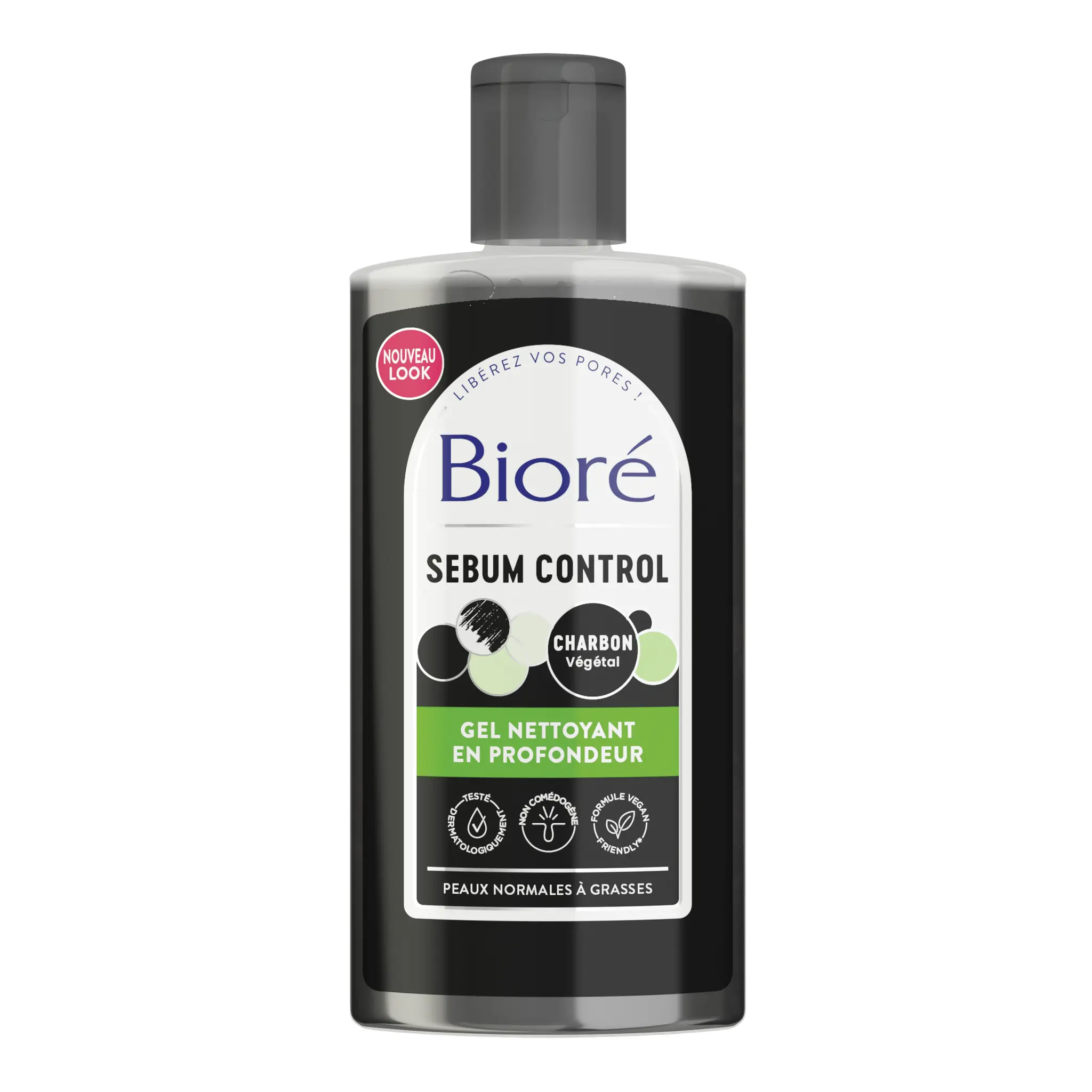 BIORE Gel nettoyant au charbon peaux normales à grasses