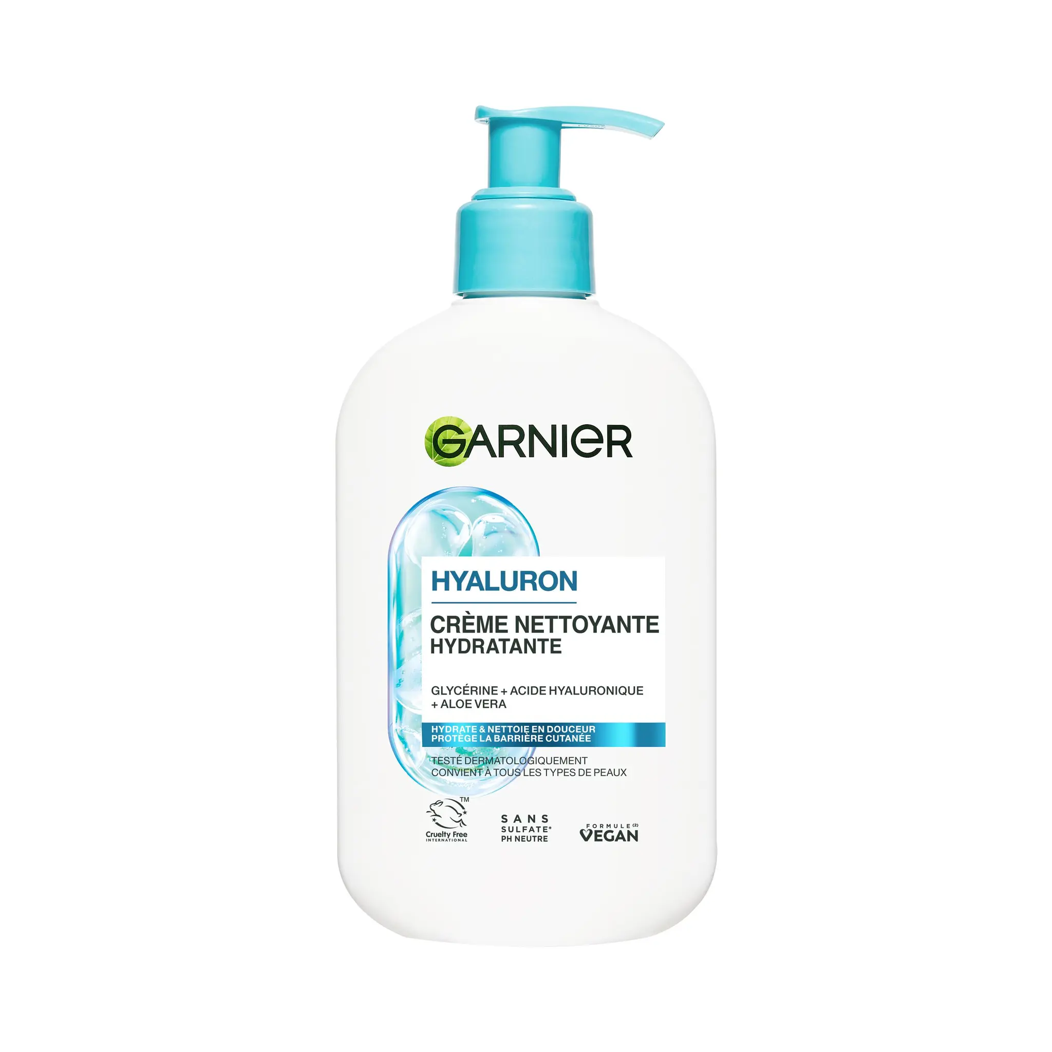 GARNIER Gel nettoyant apaisant à l'acide hyaluronique et aloe vera