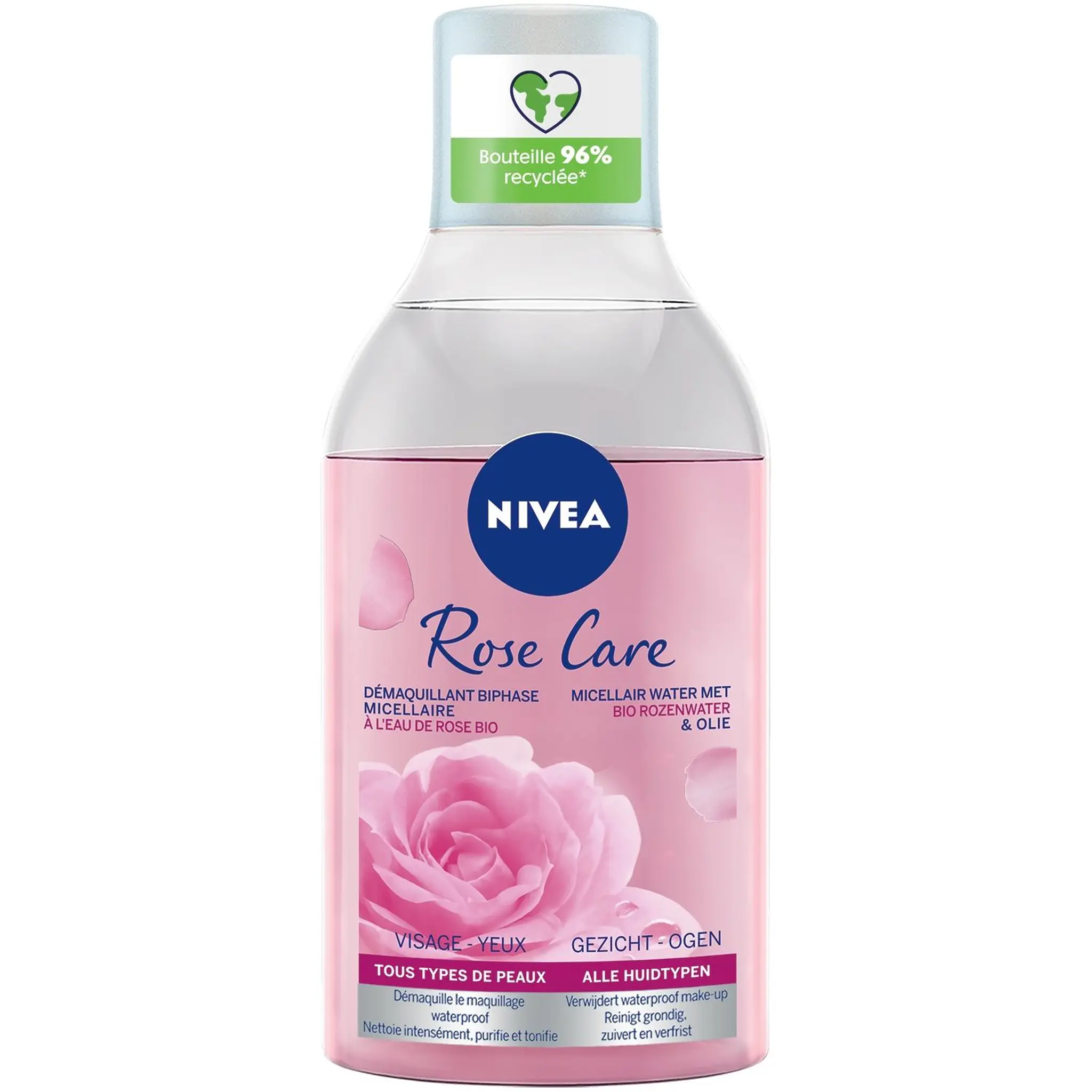 NIVEA Rose Care Démaquillant biphase micellaire visage et yeux tous types de peaux