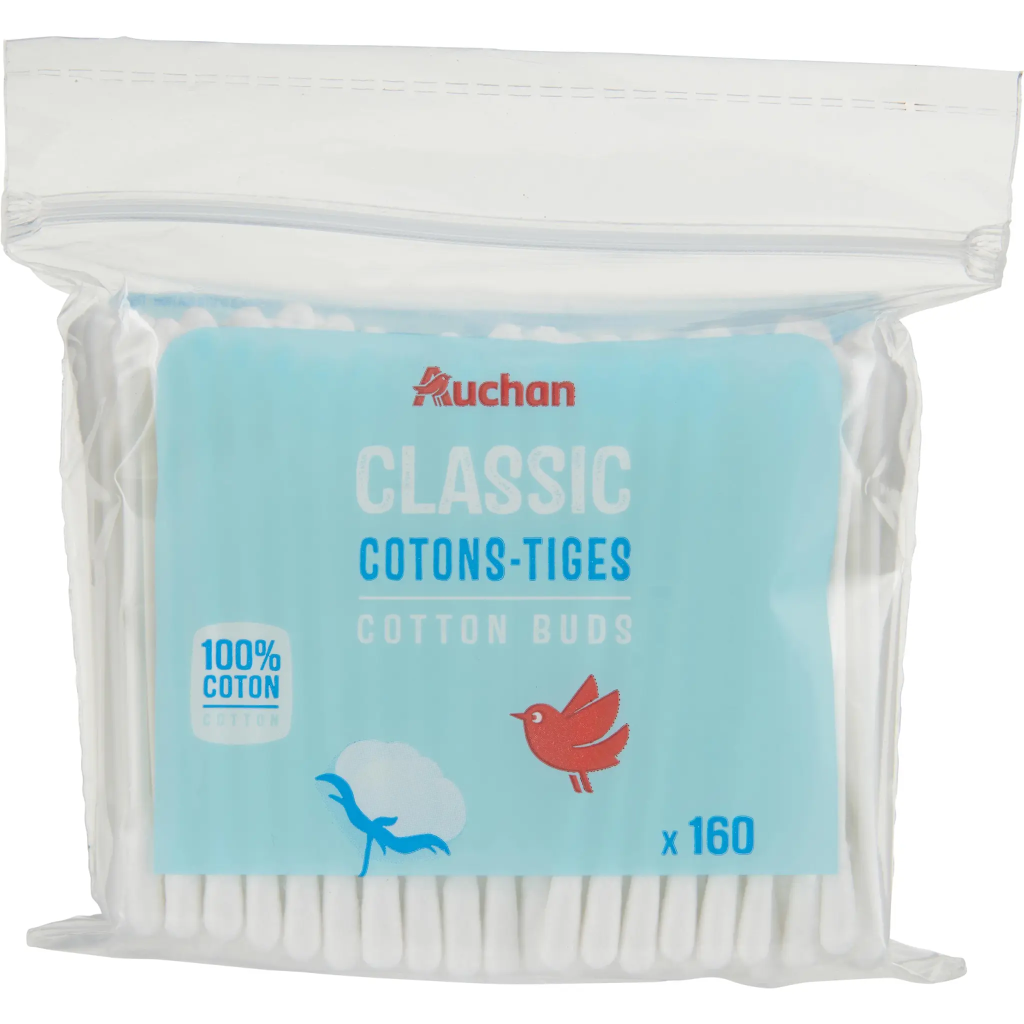 AUCHAN Cotons-tiges classic 100% coton