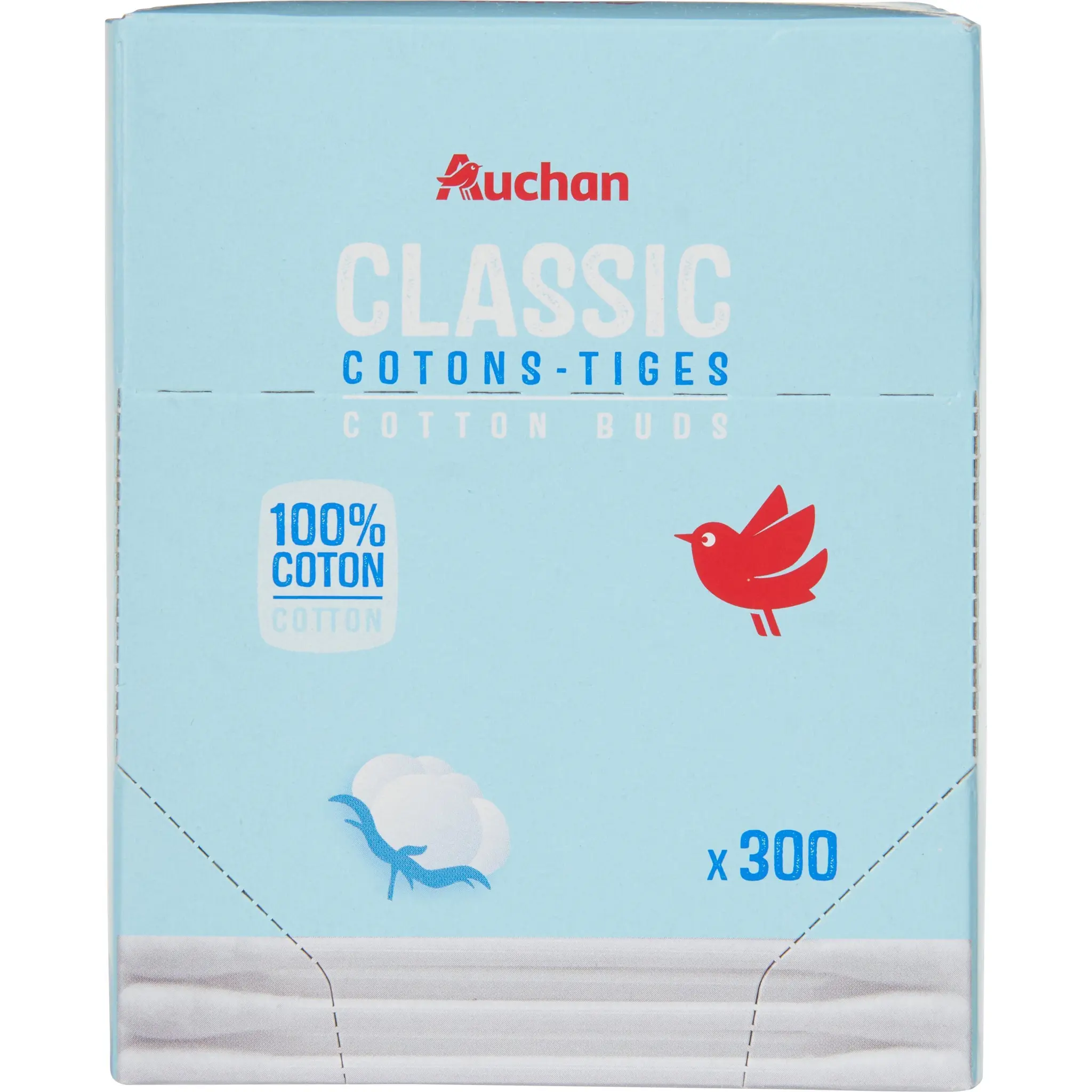 AUCHAN Cotons-tiges classic 100% coton boîte carton