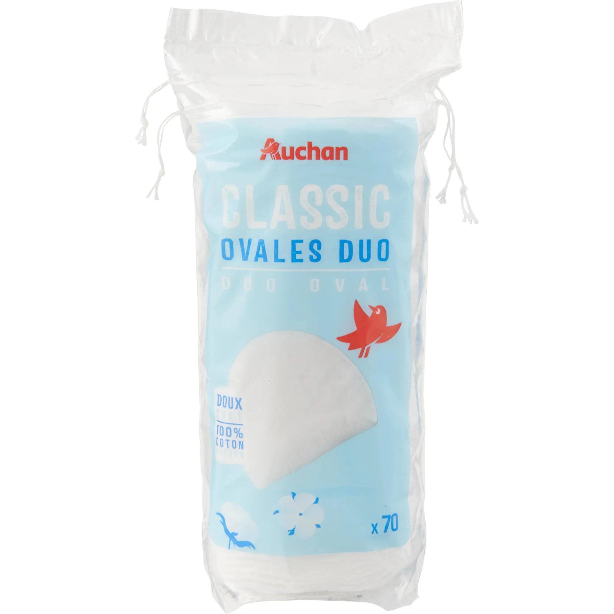 AUCHAN Classic cotons ovales duo à démaquiller