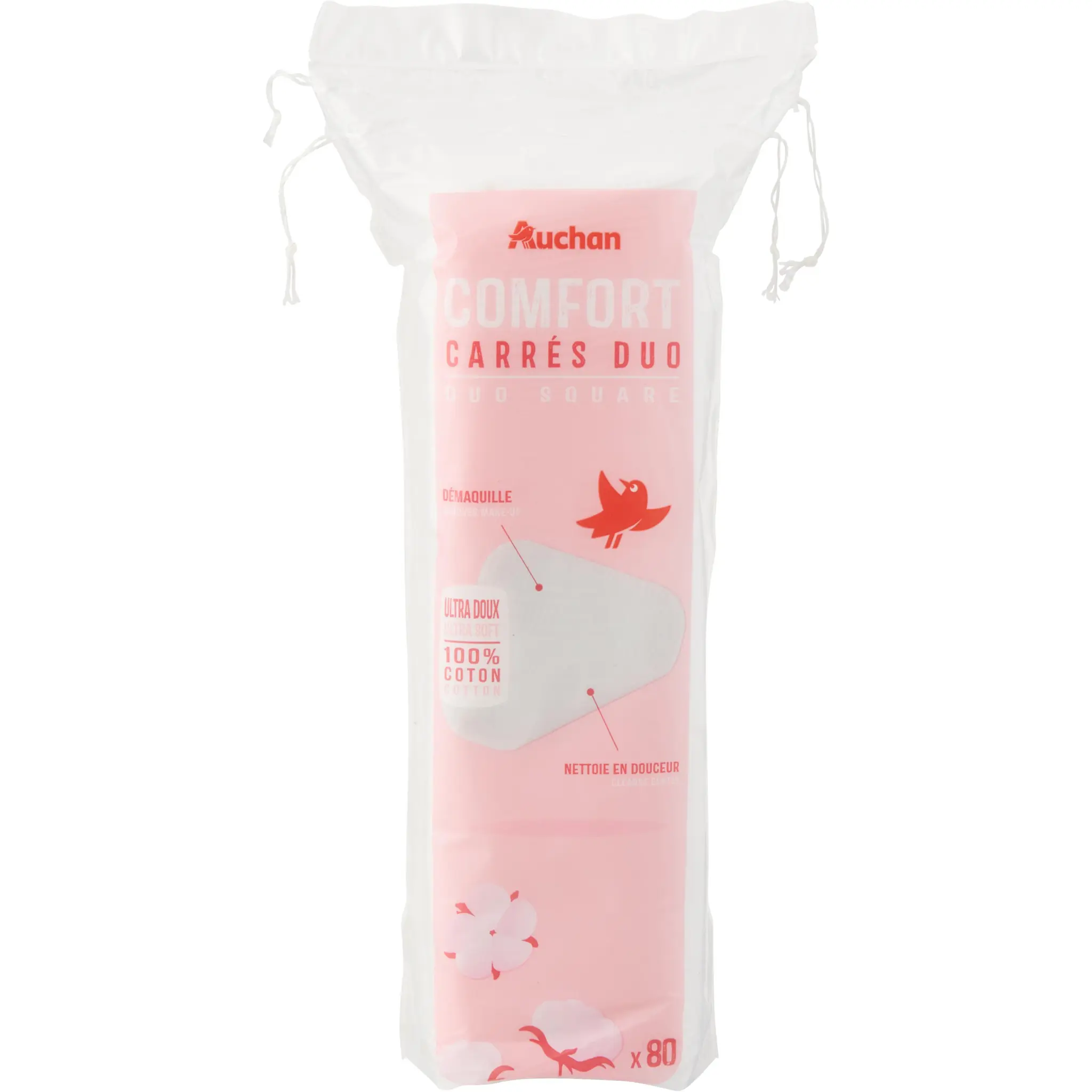 AUCHAN Comfort Carrés à démaquiller duo