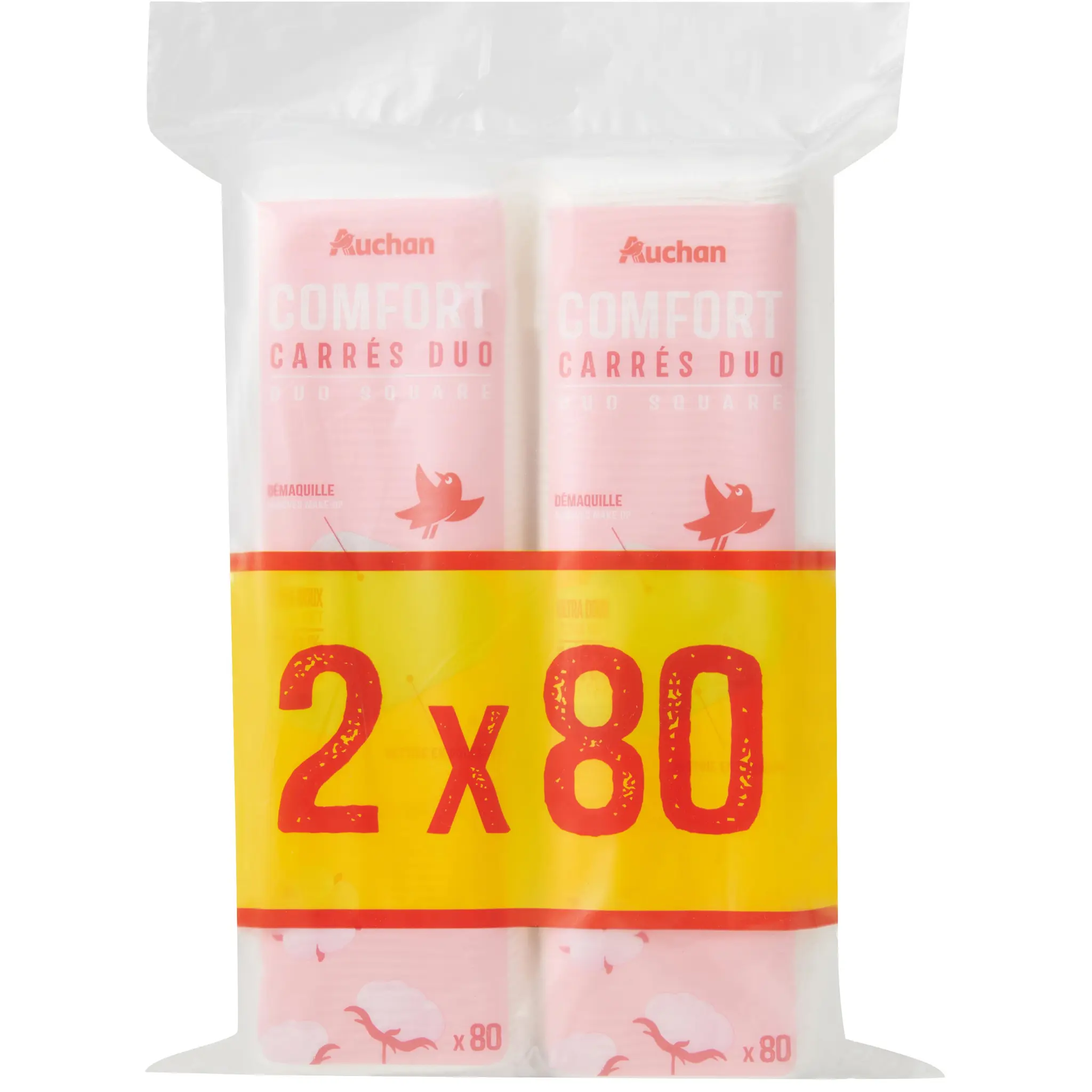 AUCHAN Comfort Carrés à démaquiller duo