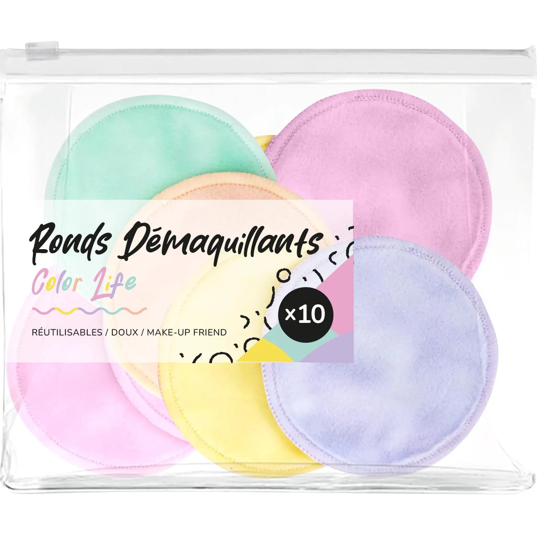 FRENCH TENDANCE Color Life Ronds démaquillants réutilisables