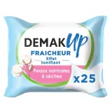 DEMAK'UP Fraicheur lingettes démaquillantes effet tonifiant peaux normales à sèches