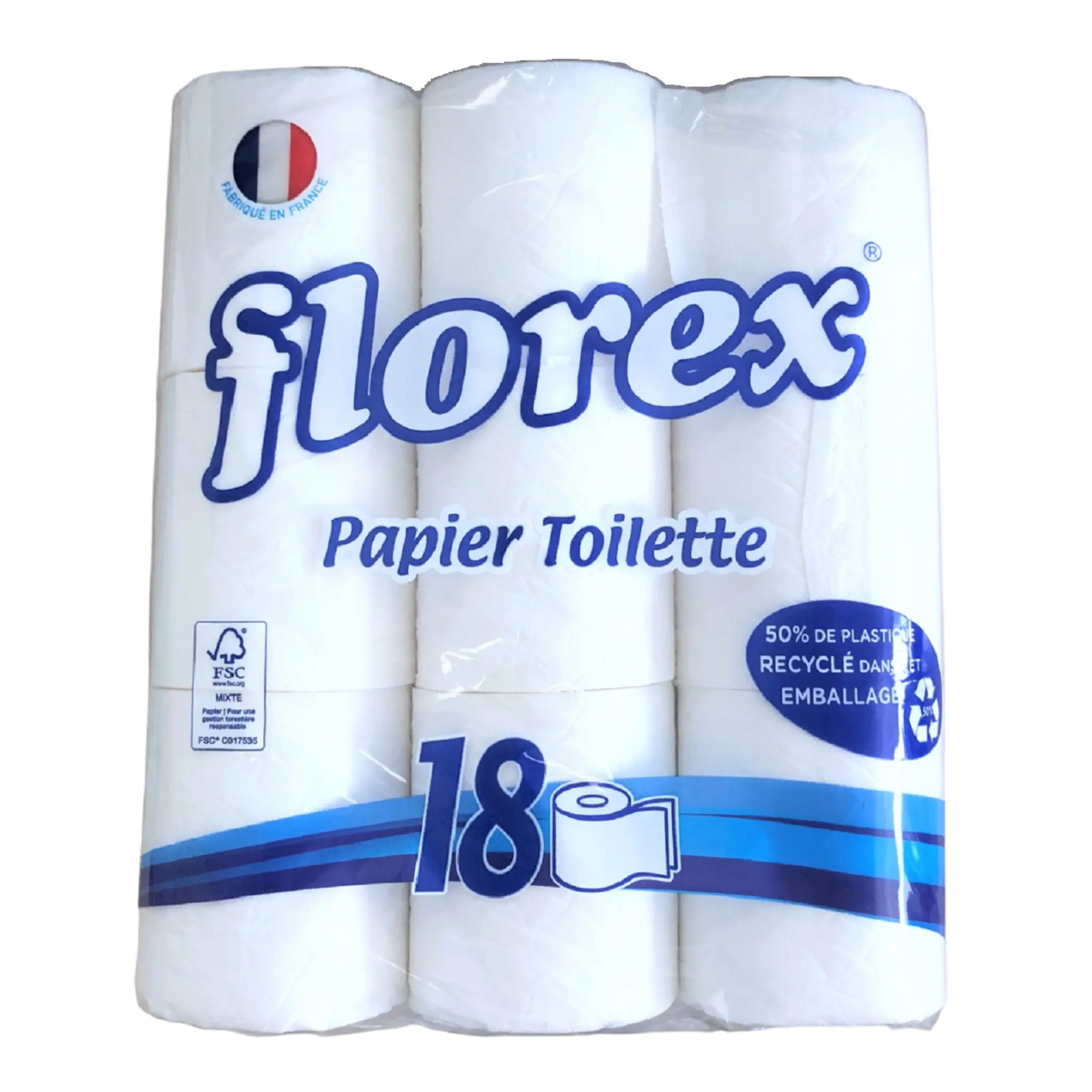 FLOREX Papier toilette blanc 2 épaisseurs