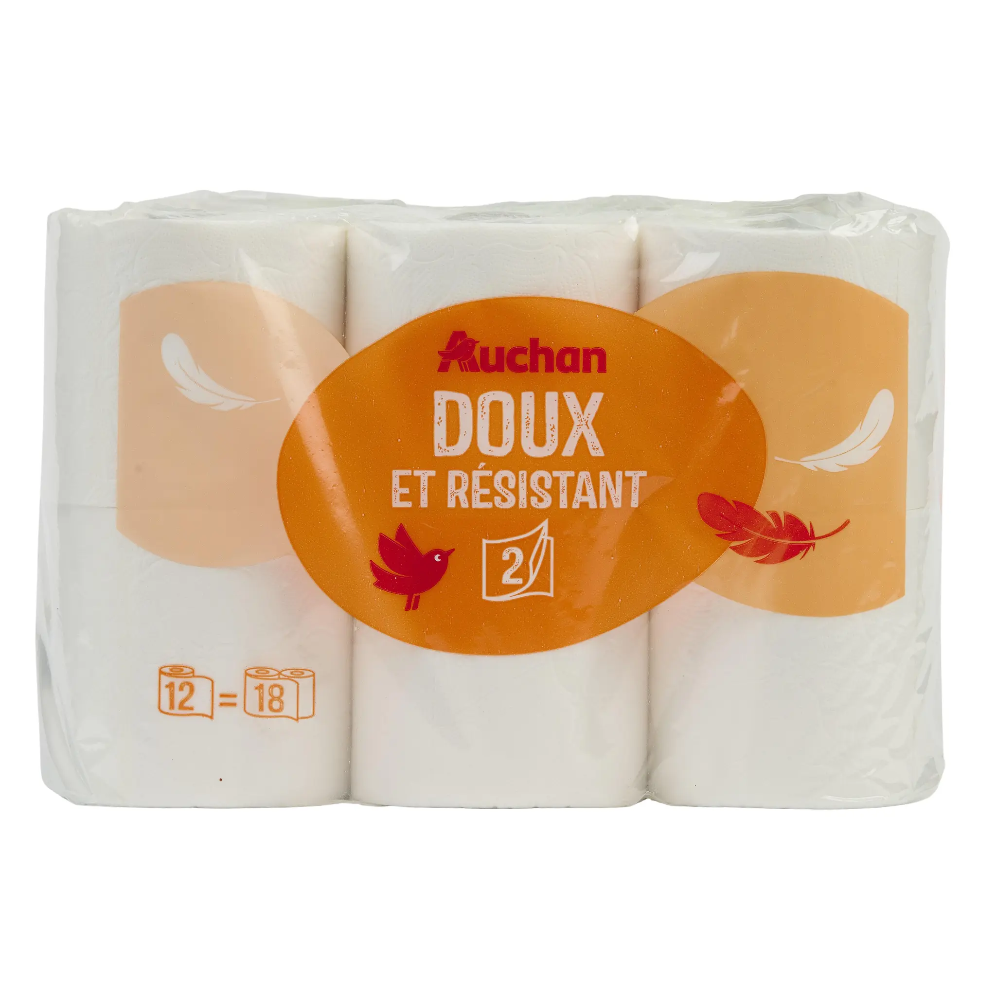 AUCHAN Papier toilette blanc maxi doux et résistant 2 épaisseurs
