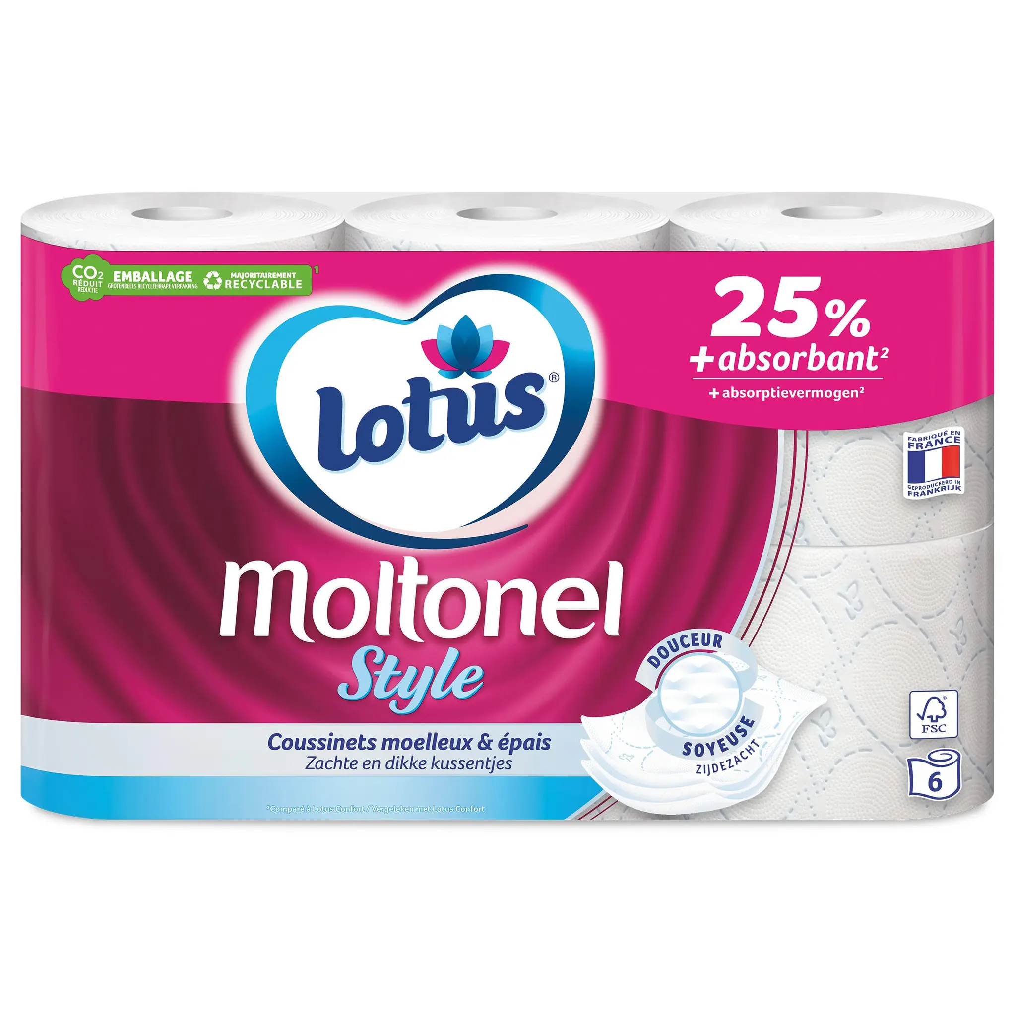 LOTUS Moltonel papier toilette blanc aquatube 3 épaisseurs
