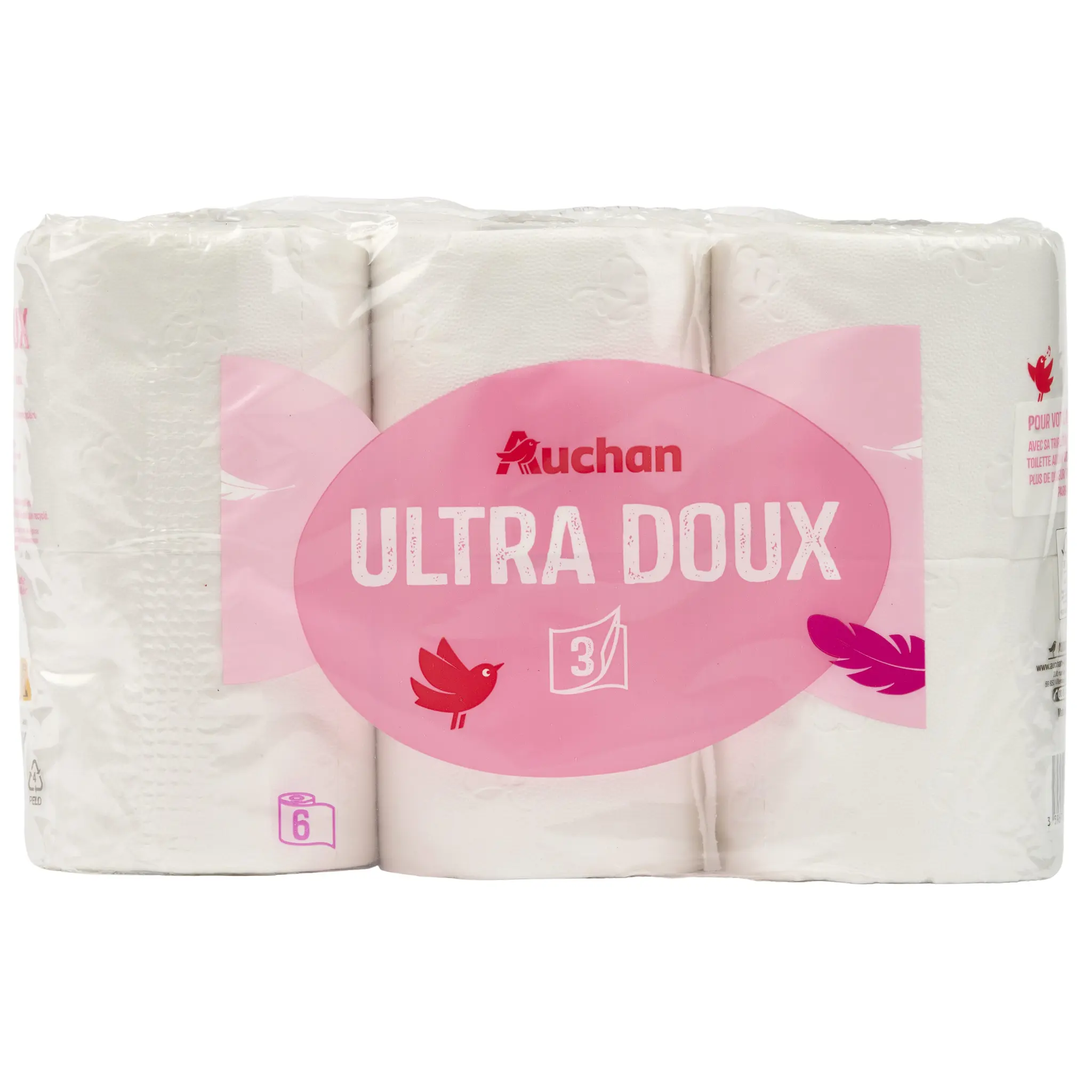 AUCHAN Papier toilette blanc ultra doux 3 épaisseurs