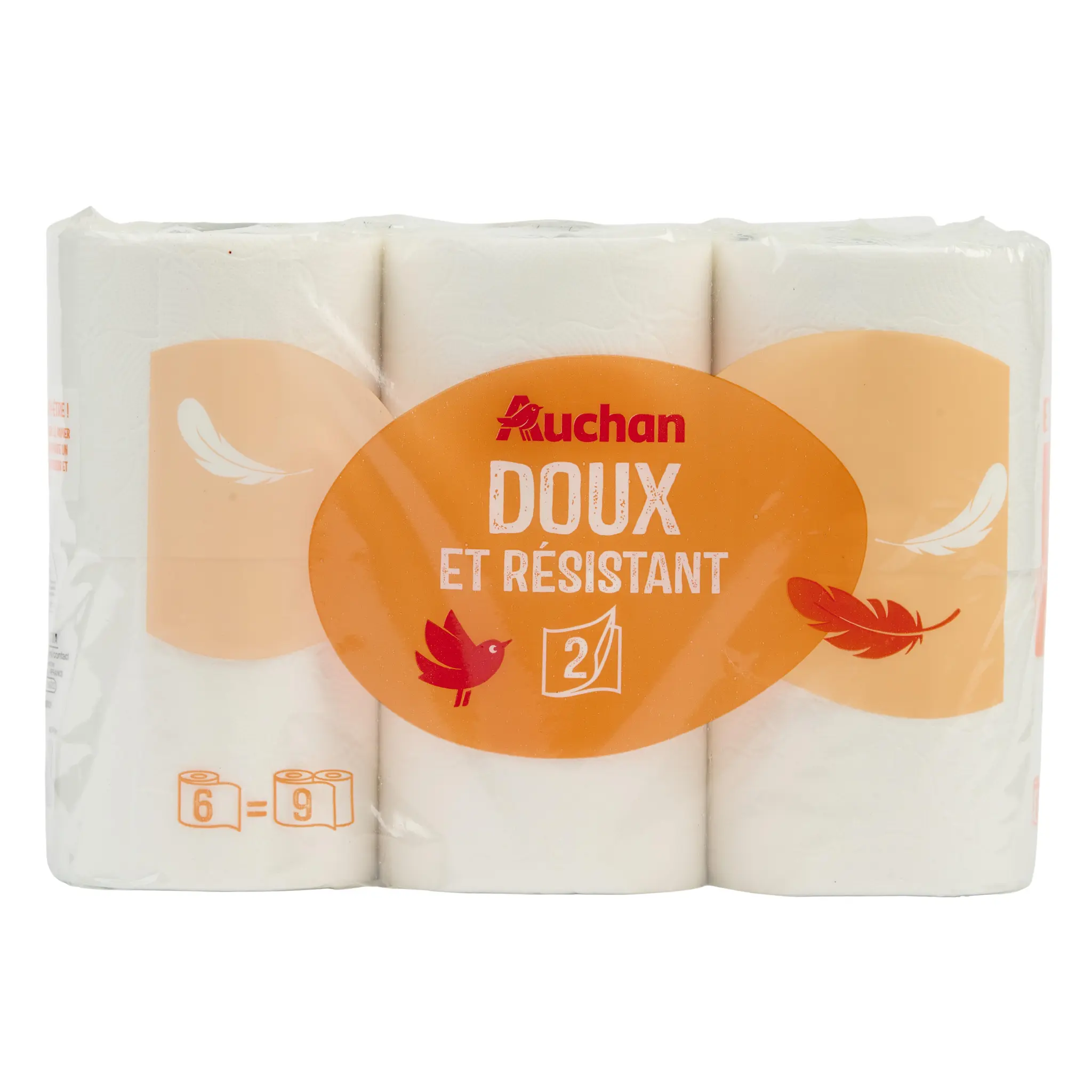 AUCHAN Papier toilette blanc maxi doux et résistant 2 épaisseurs