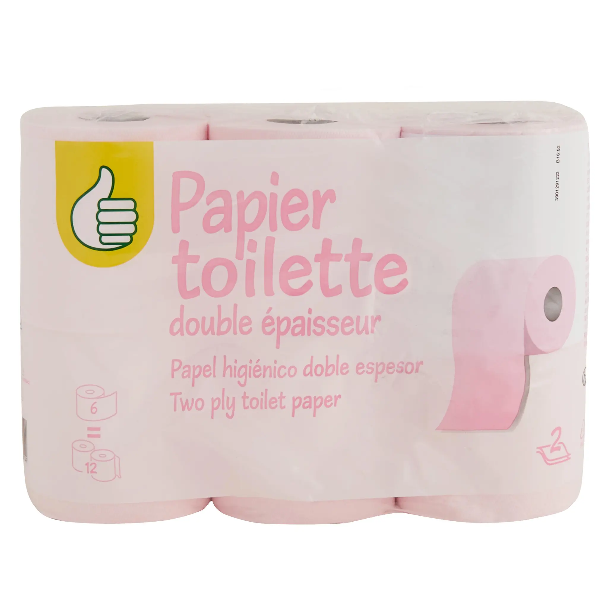 POUCE Papier toilette rose 2 épaisseurs