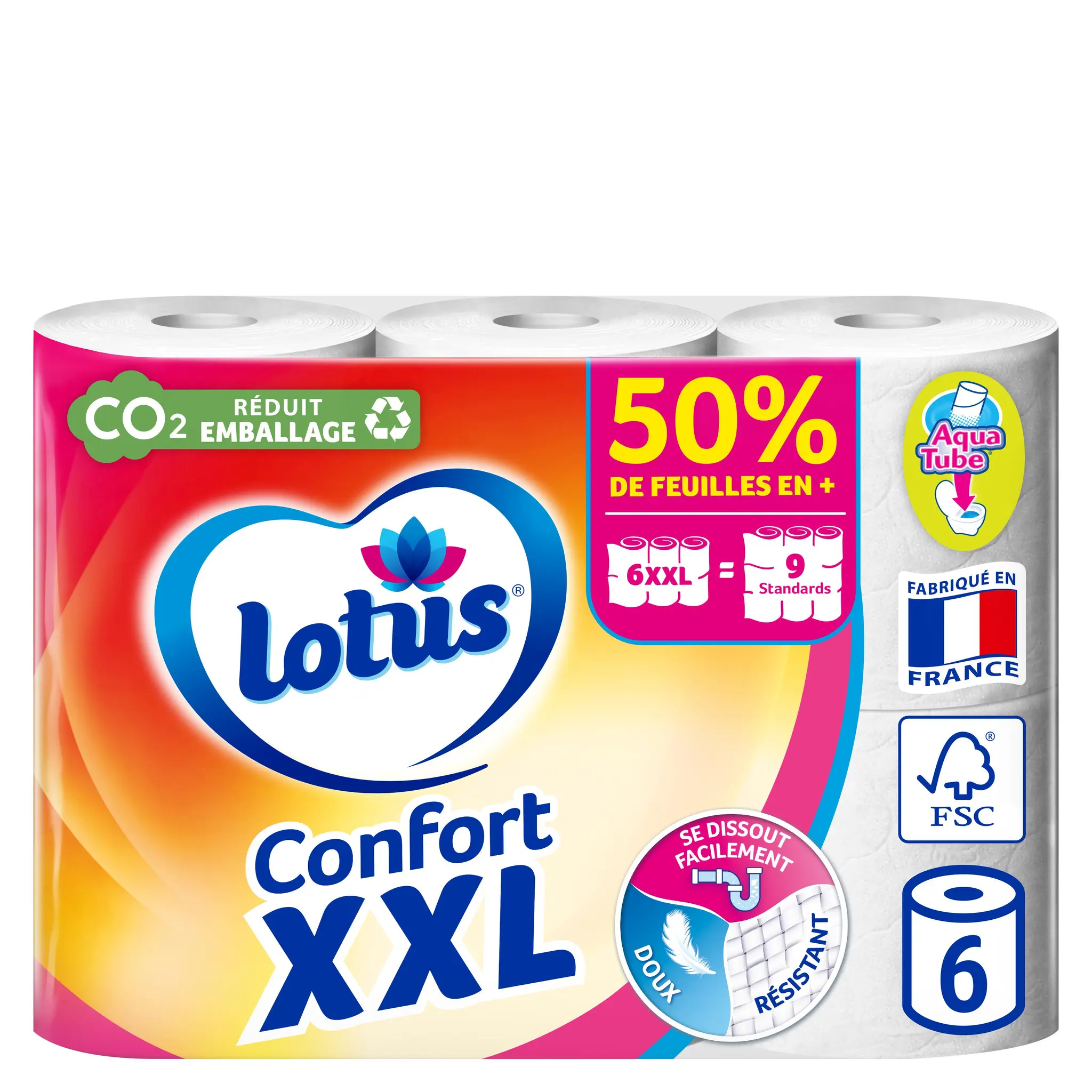 LOTUS Papier toilette blanc aquatube XXL 2 épaisseurs