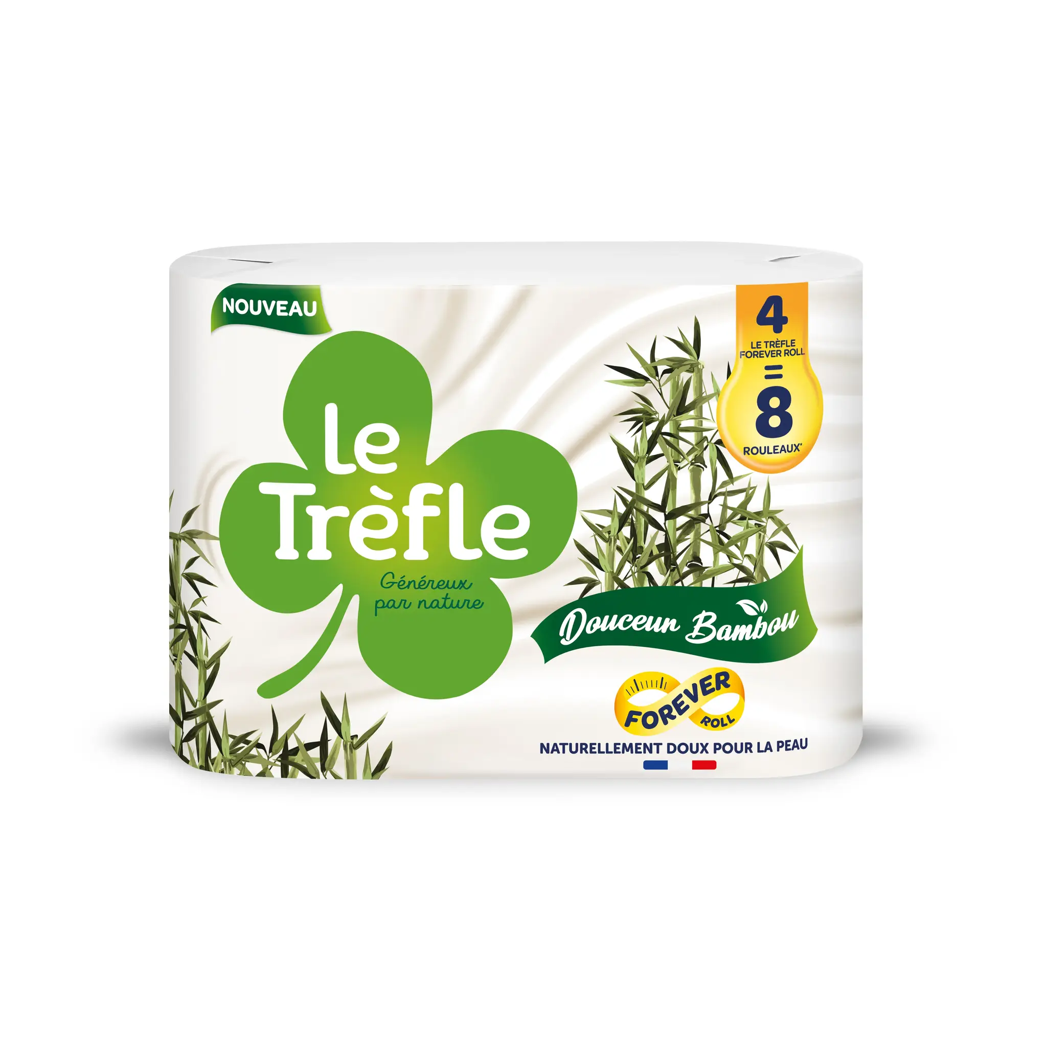 LE TRÈFLE Papier toilette blanc douceur bambou 3 épaisseurs
