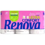 RENOVA Papier toilette blanc décoré parfumé confort 3 épaisseurs