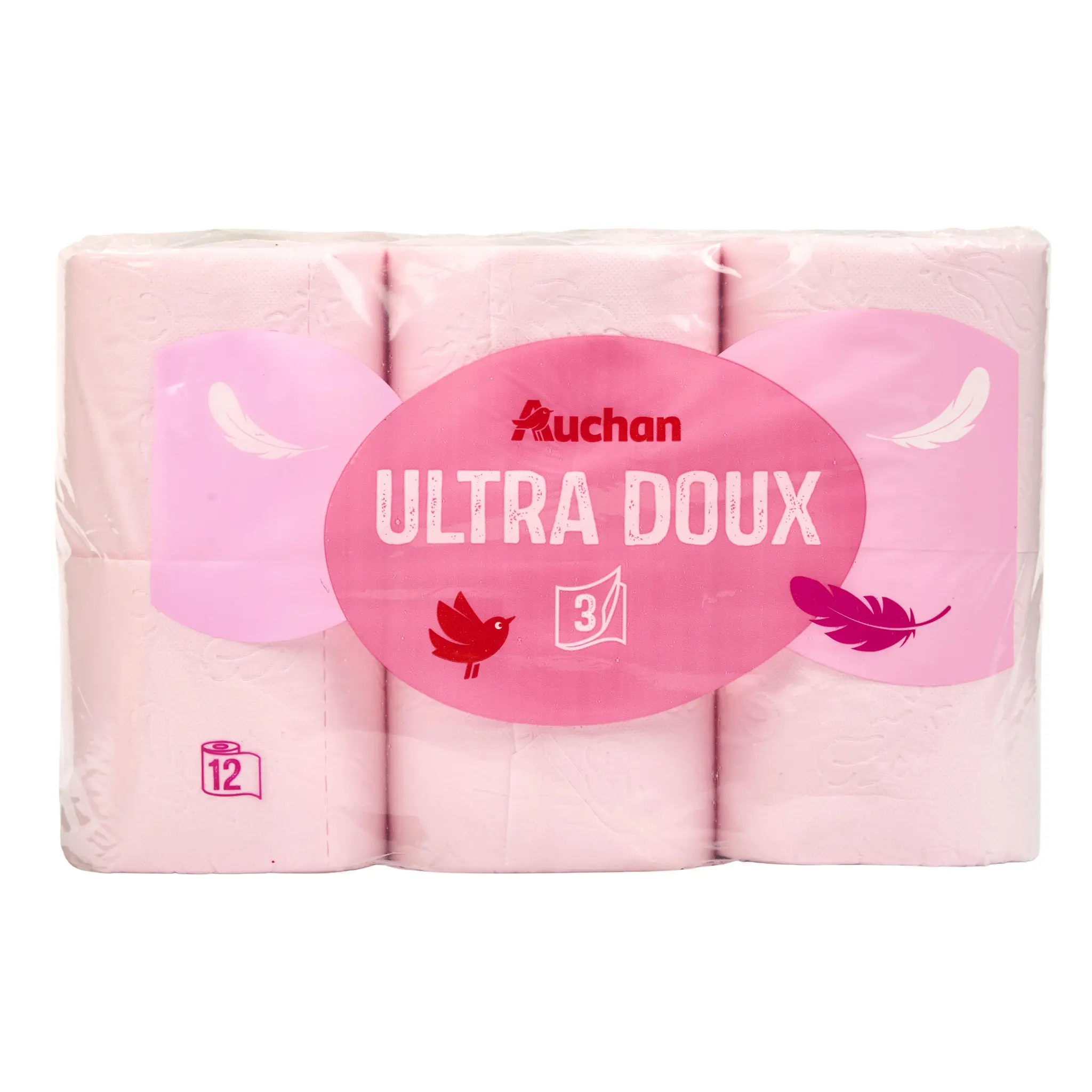 AUCHAN Papier toilette rose ultra doux 3 épaisseurs