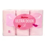AUCHAN Papier toilette rose ultra doux 3 épaisseurs