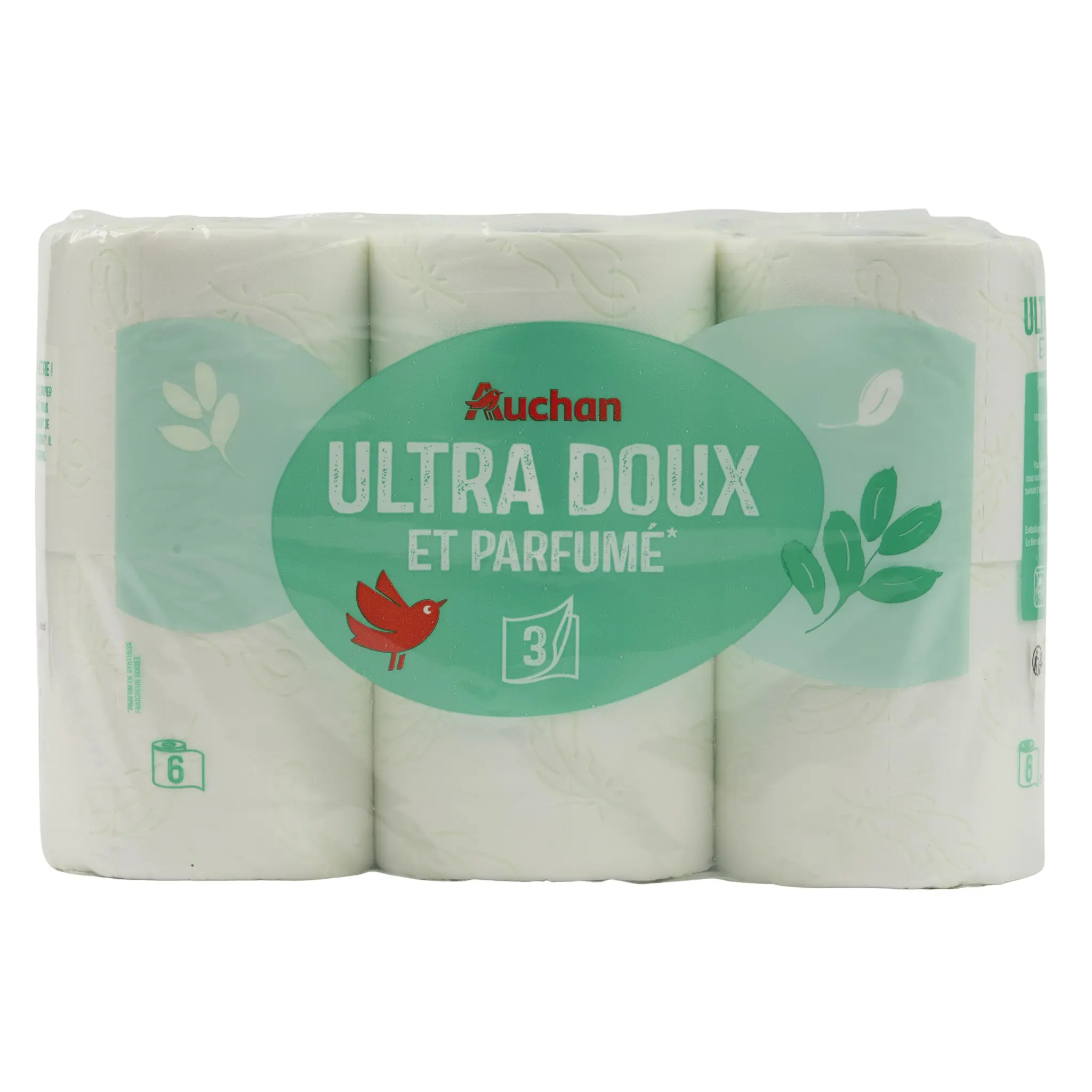 AUCHAN Papier toilette blanc ultra doux et parfumé 3 épaisseurs