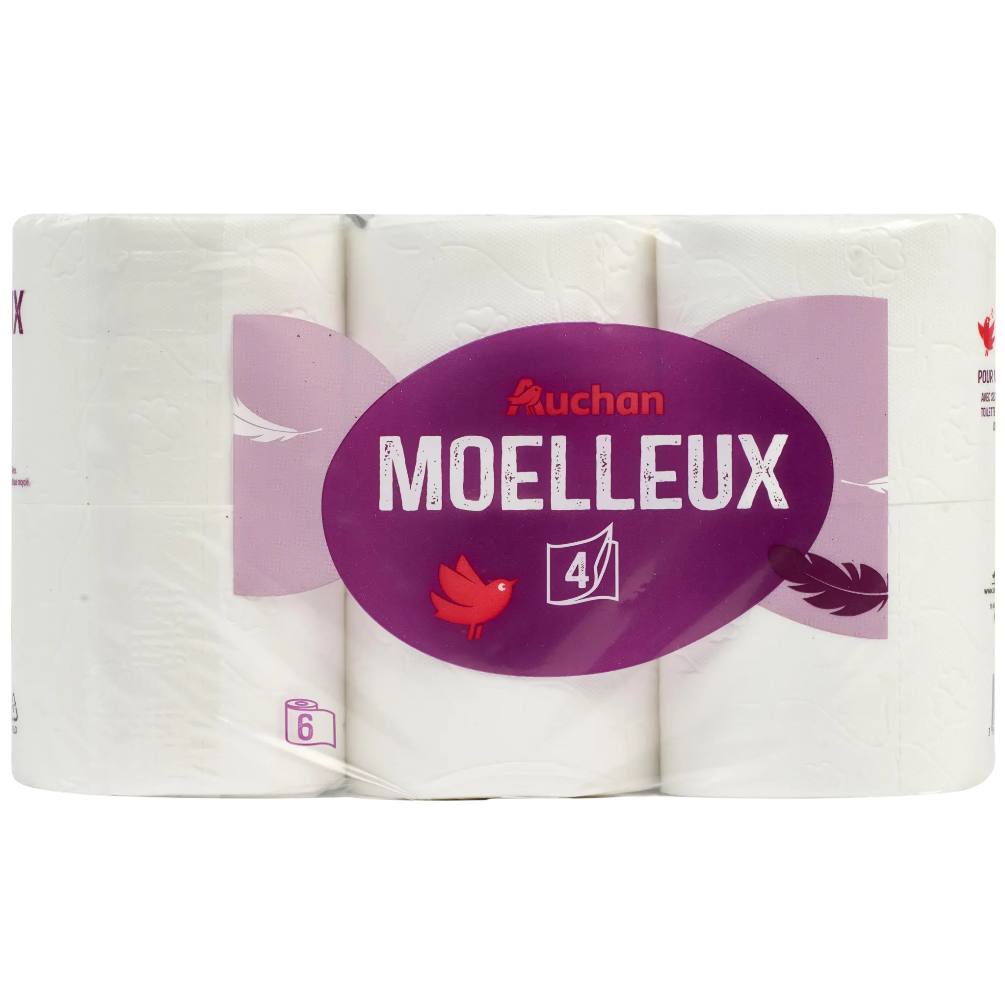 AUCHAN Papier toilette blanc ultra doux 4 épaisseurs