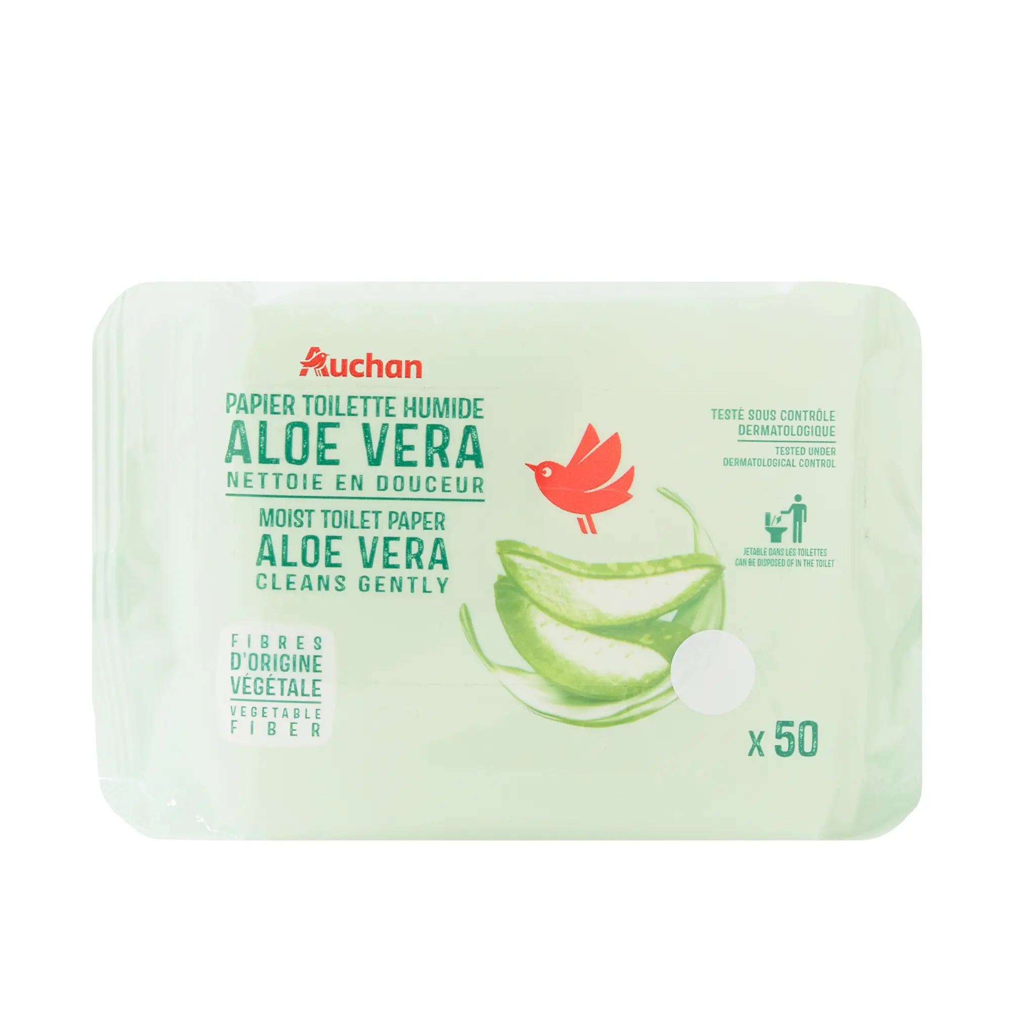 AUCHAN Lingettes papier toilette aloe Vera