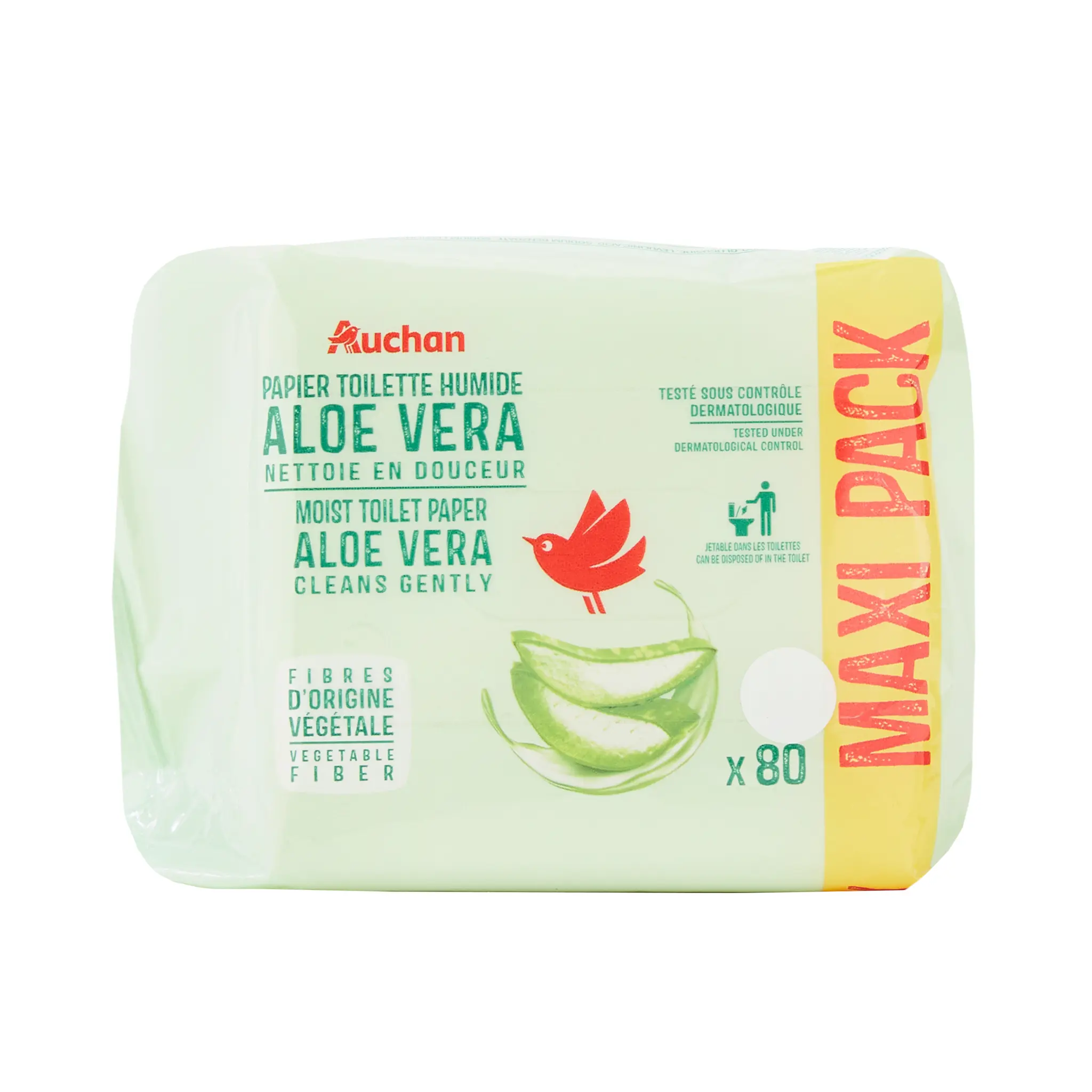 AUCHAN Lingettes papier toilette aloe vera