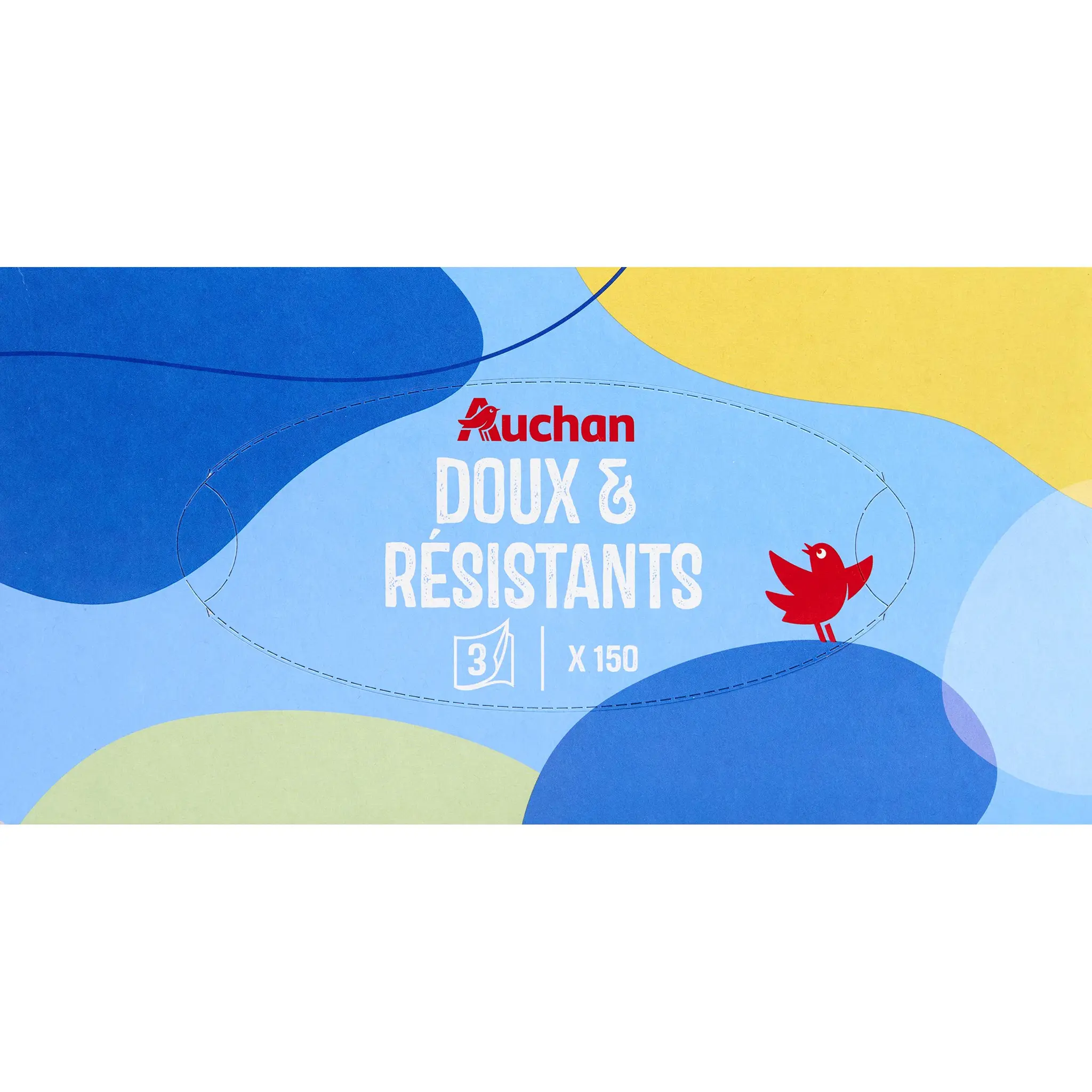 AUCHAN Boîte de mouchoirs doux et résistants 3 épaisseurs
