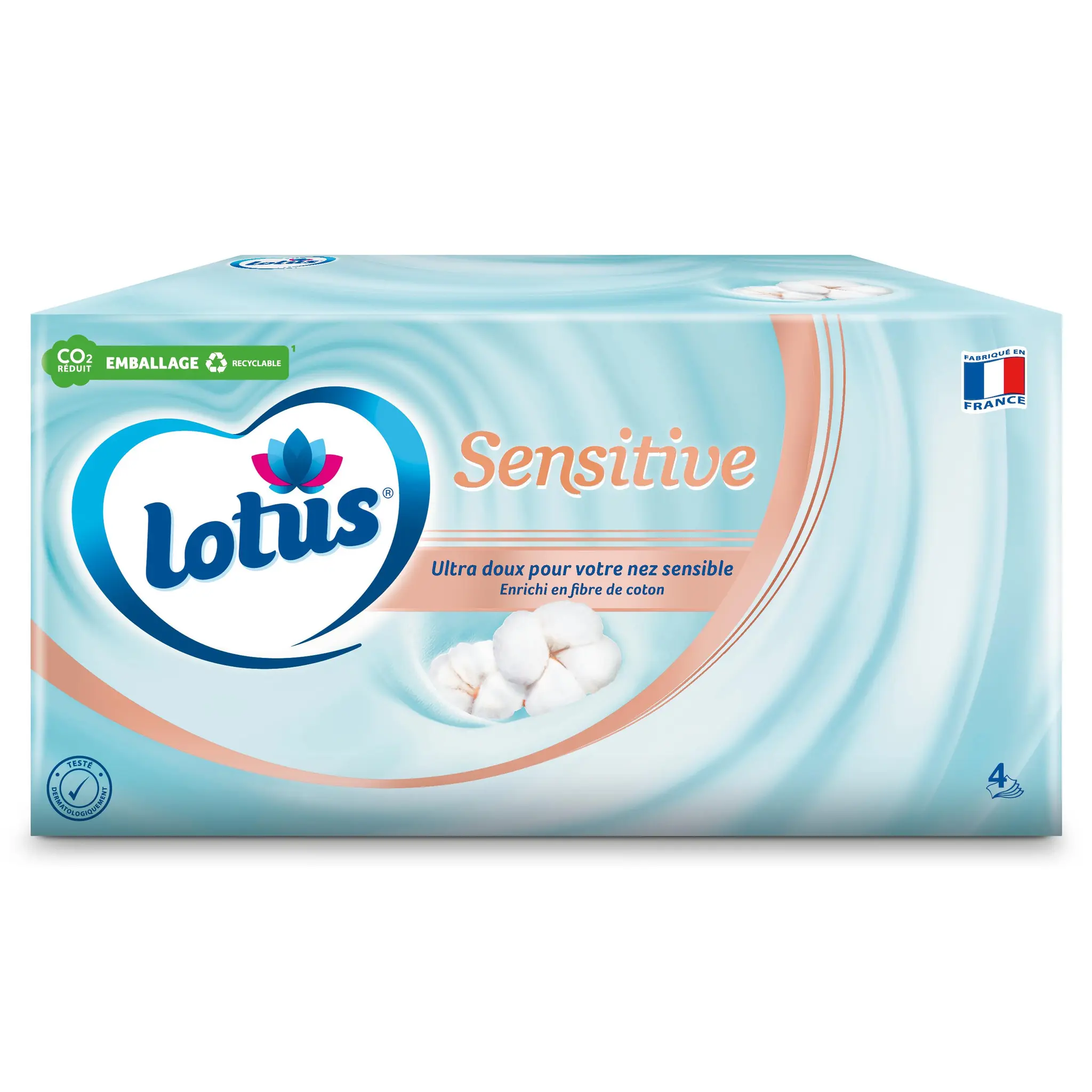 LOTUS Boîte de mouchoirs blanc sensitive 4 épaisseurs