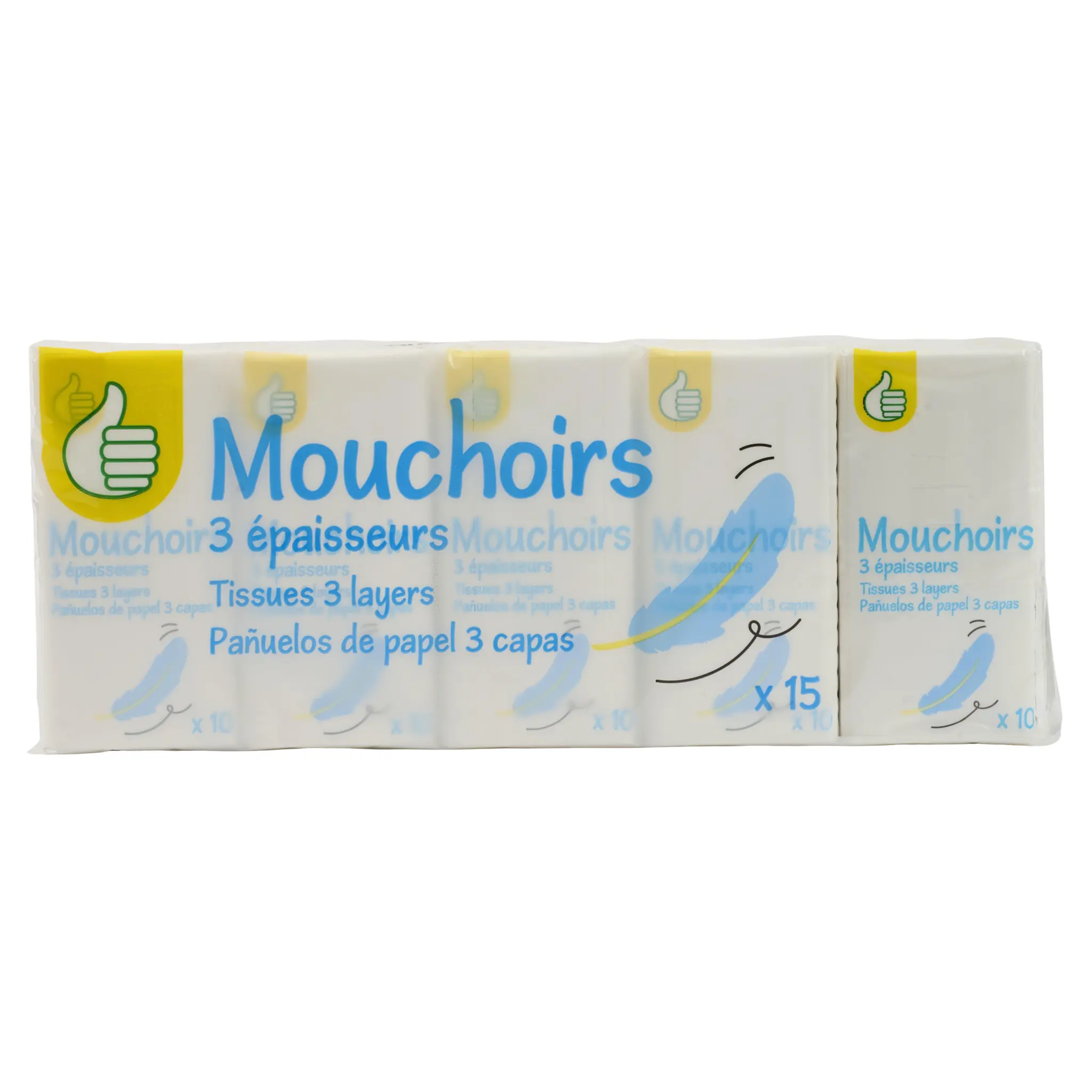 POUCE Paquets de mouchoirs blancs 3 épaisseurs