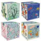 LOTUS Boîte de mouchoirs blancs cube à décor aléatoire 3 épaisseurs